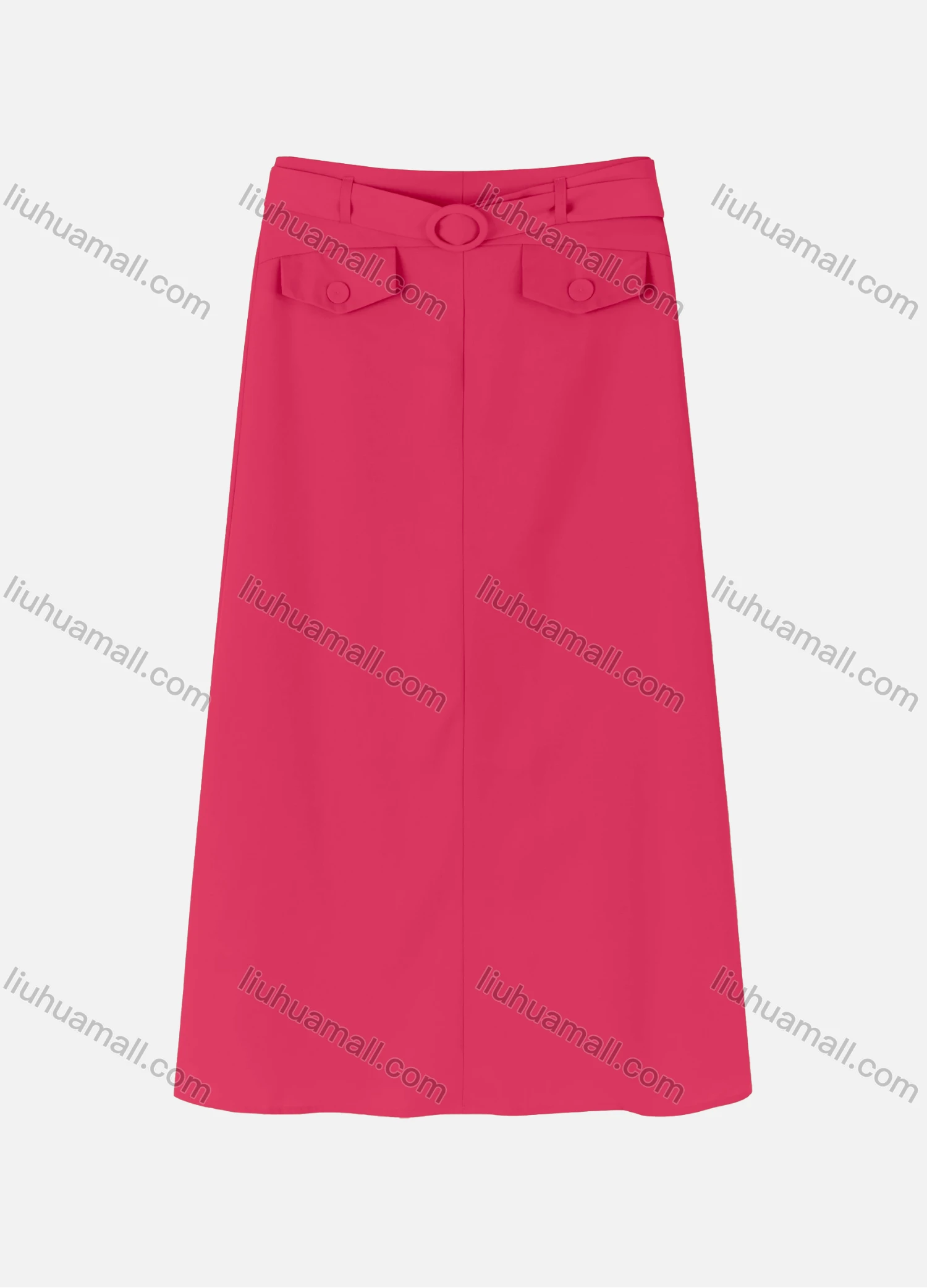 Wholesale Women's Casual Two Side Flap Decoration A-line Skirts With Belt 1942# - Liuhuamall