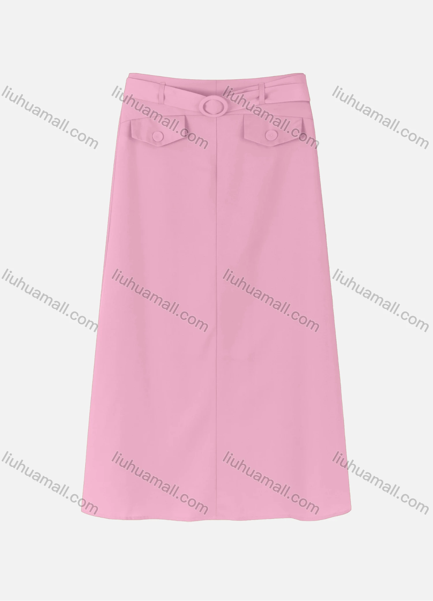 Wholesale Women's Casual Two Side Flap Decoration A-line Skirts With Belt 1942# - Liuhuamall