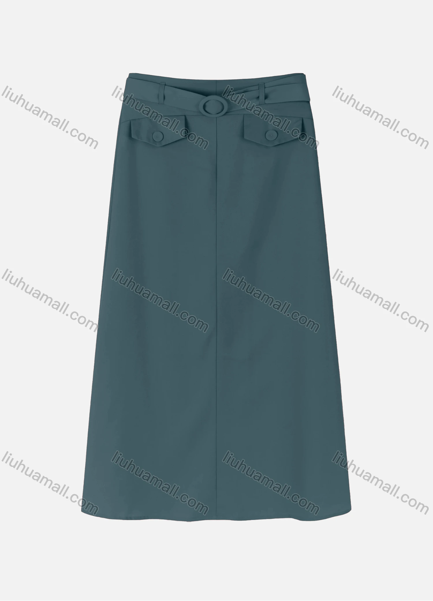 Wholesale Women's Casual Two Side Flap Decoration A-line Skirts With Belt 1942# - Liuhuamall