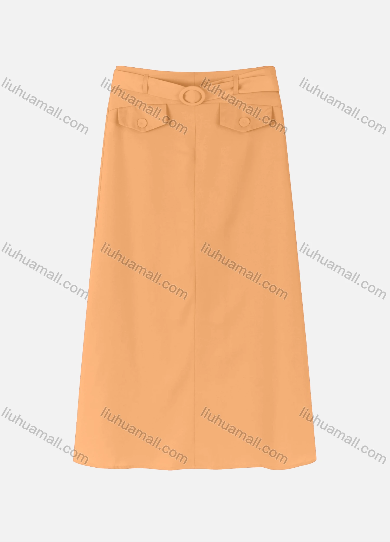 Wholesale Women's Casual Two Side Flap Decoration A-line Skirts With Belt 1942# - Liuhuamall
