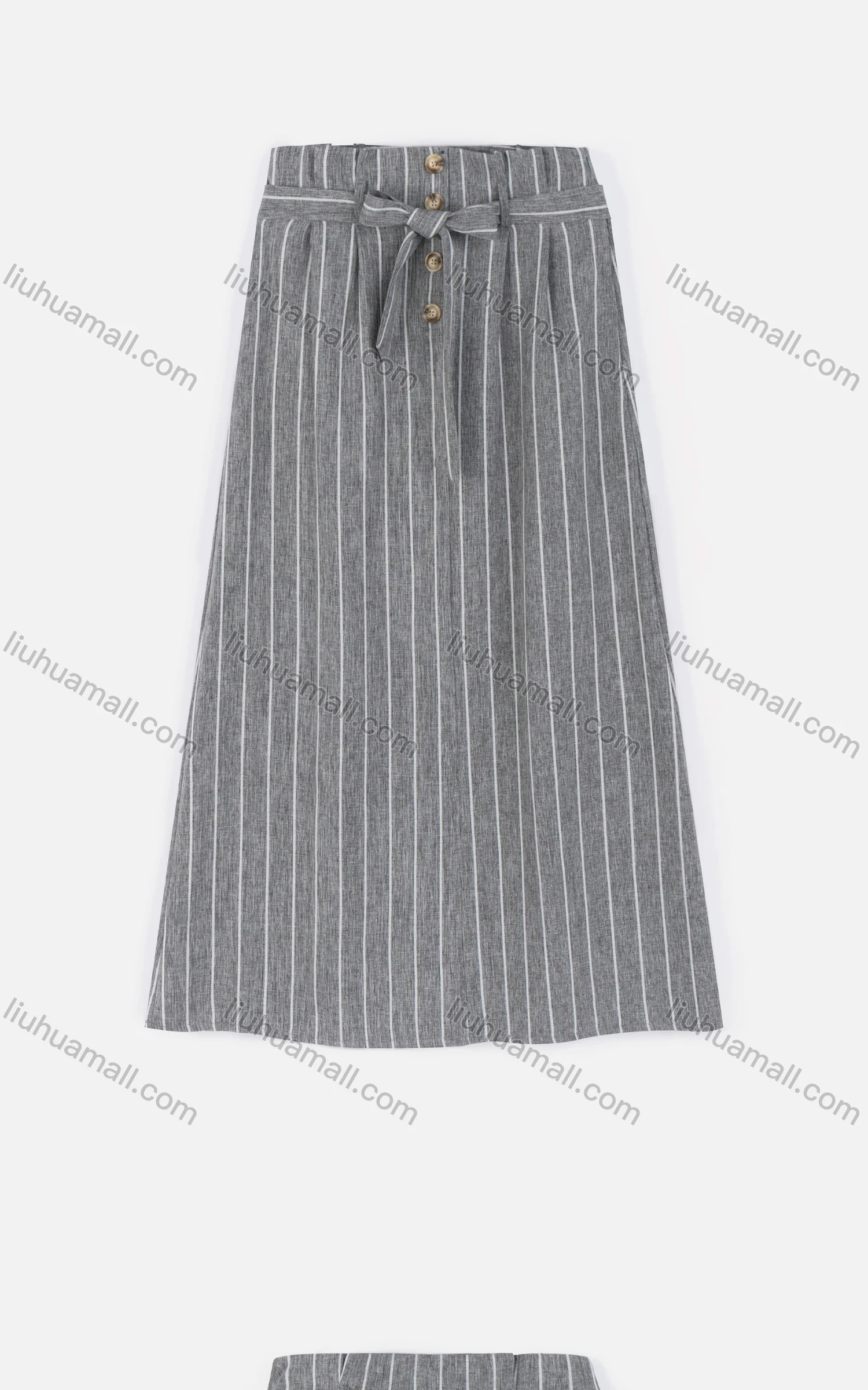 Wholesale Women's Casual Button Front Striped A-line Skirts With Tie Belt 3107# - Liuhuamall