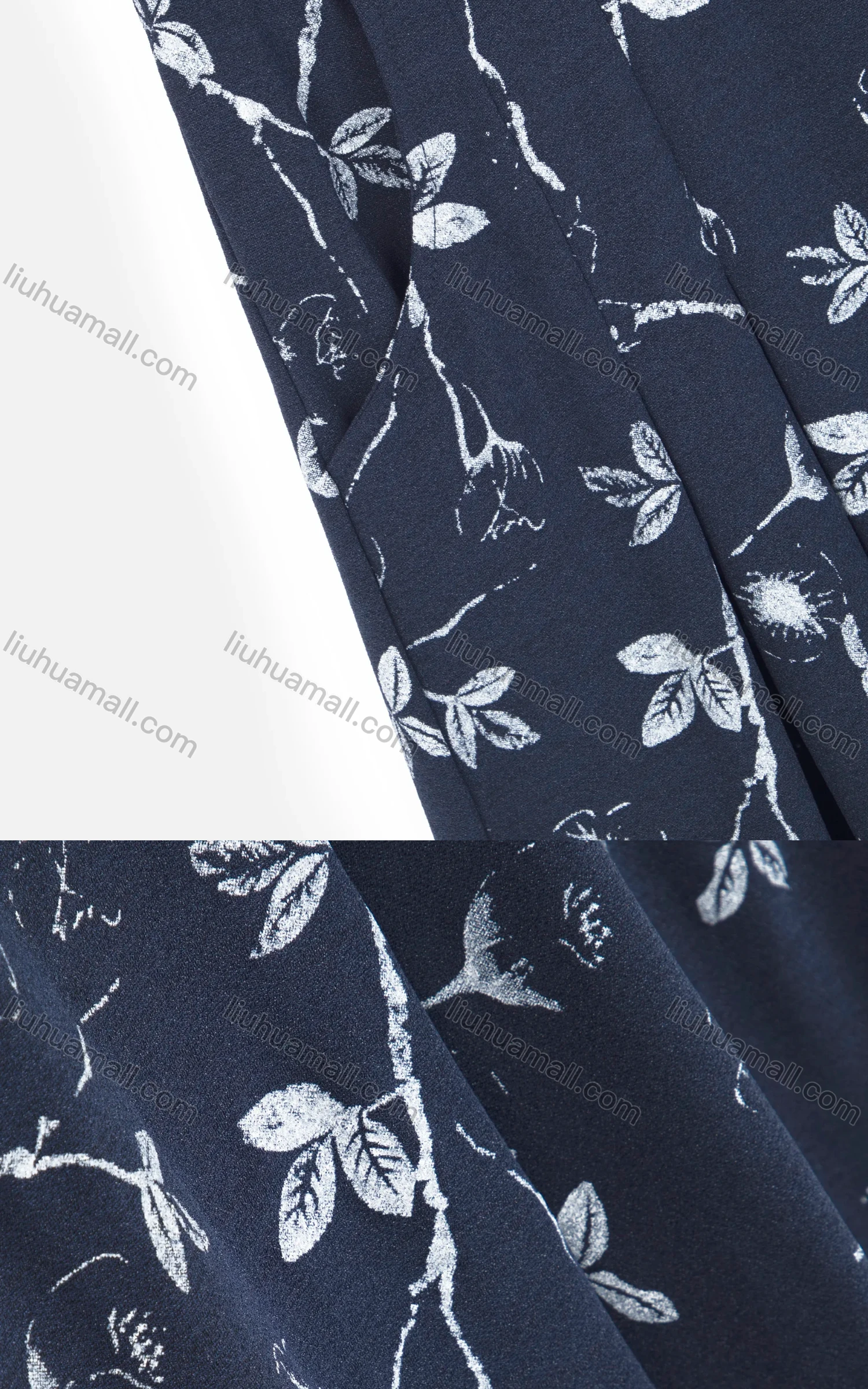 Wholesale Women's Elegant High Waist Pleated Floral Print Patch Pocket Midi Skirts - Liuhuamall