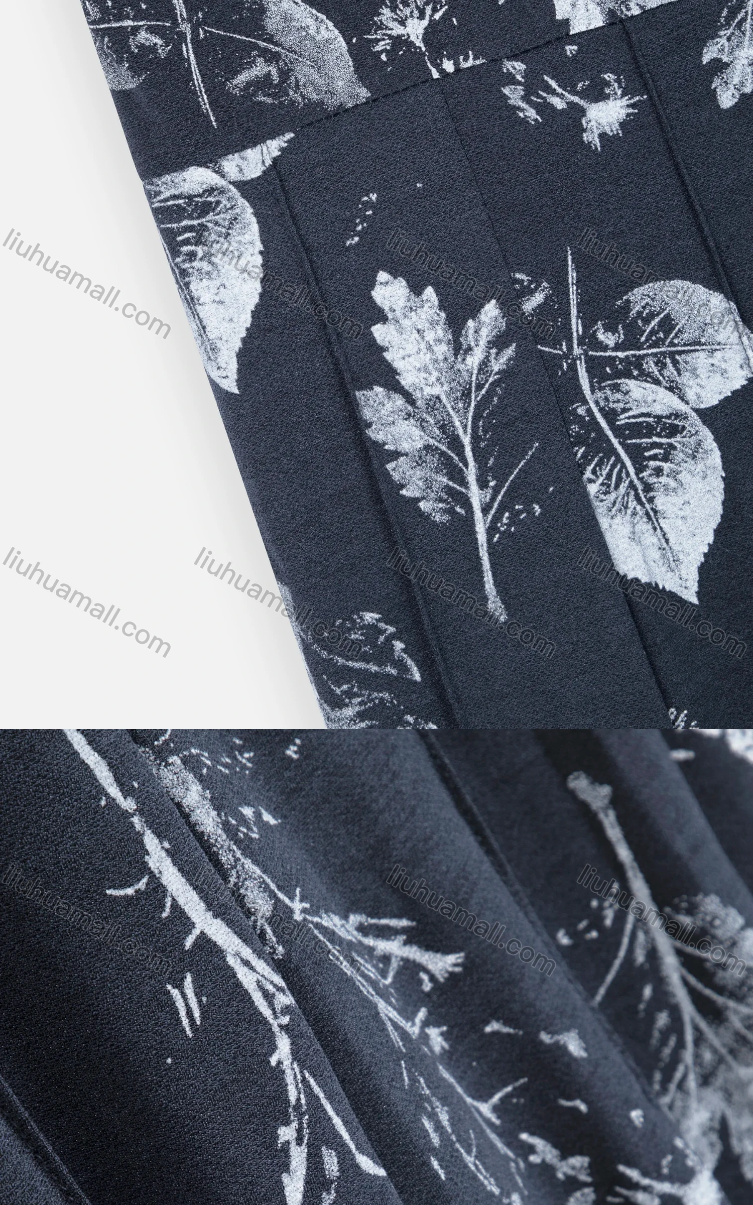 Wholesale Women's Elegant High Waist Pleated Allover Leaf Print Midi Skirts - Liuhuamall