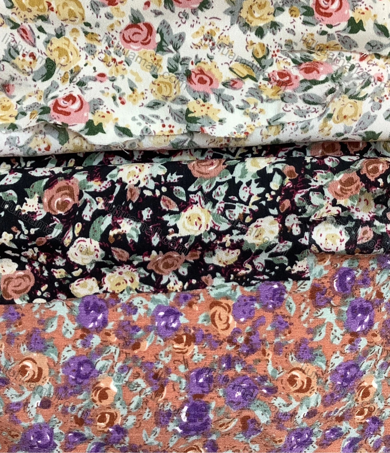 Wholesale Women's Shirred Square Neck Ruffle Trim Ditsy Floral Short Sleeve Blouse A21340-1# - Liuhuamall