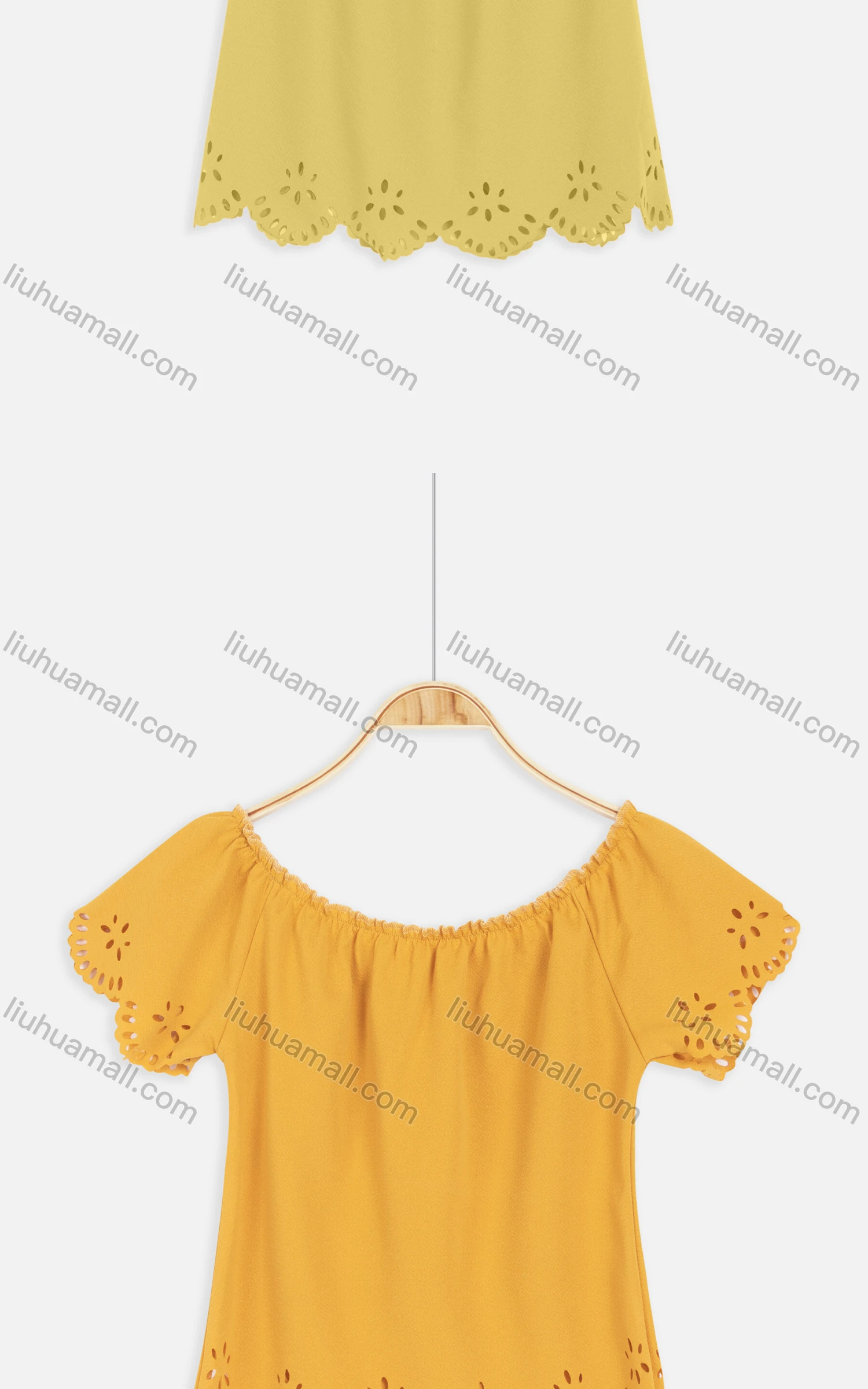 Wholesale Women's Casual Crew Neck Elastic Neckline Hollow Out Edge Crop Tops 2215# - Liuhuamall