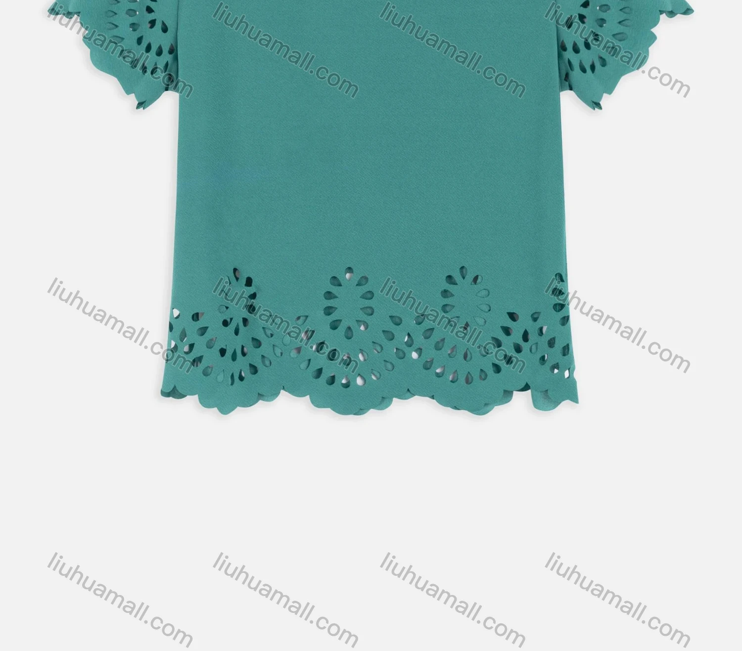 Wholesale Women's Casual Round Neck Elastic Neckline Hollow Out Edge Crop Tops 2216# - Liuhuamall