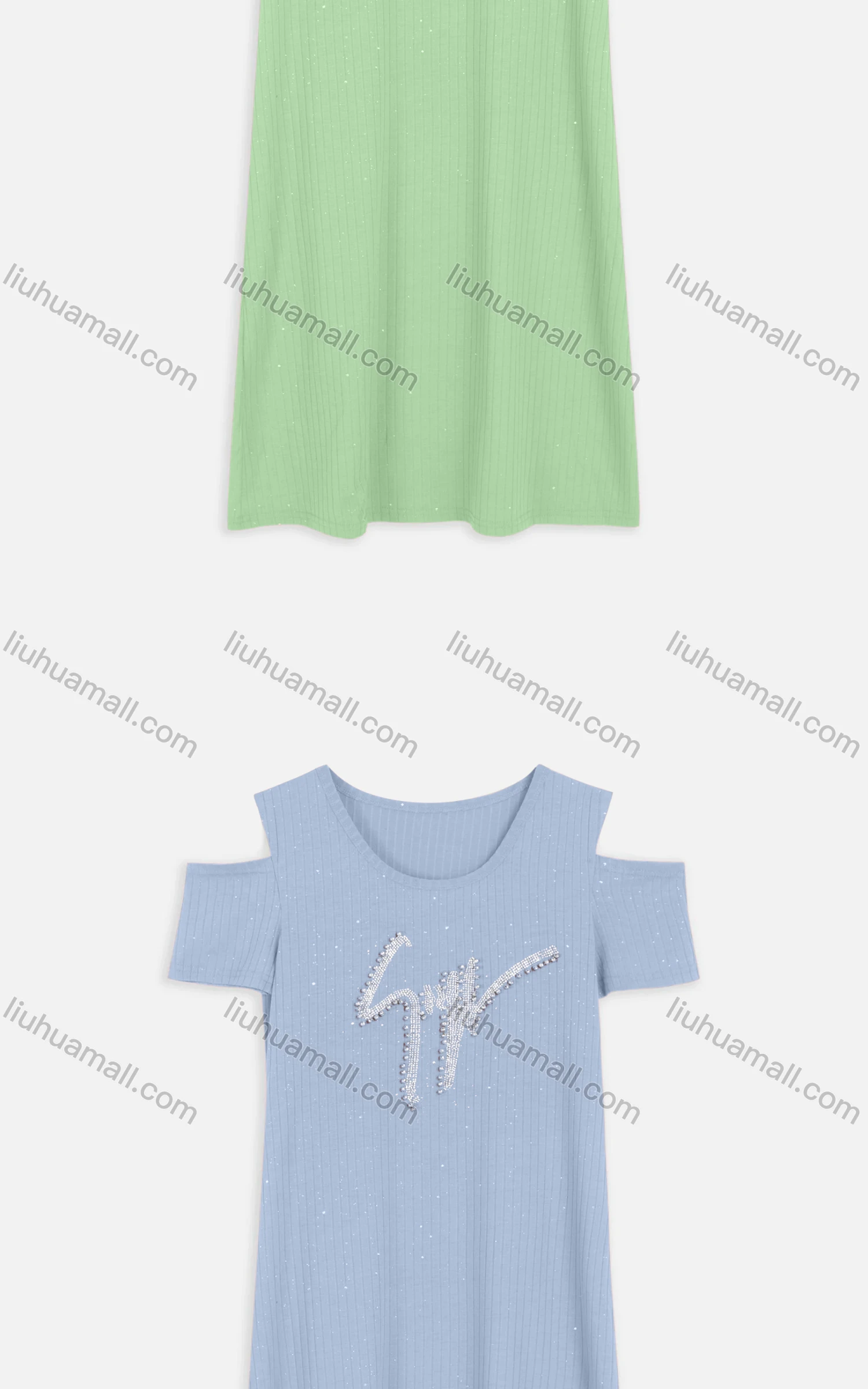 Wholesale Women's Casual Cold Shoulder Rhinestone Beaded Applique Knit Midi Dress 2219# - Liuhuamall