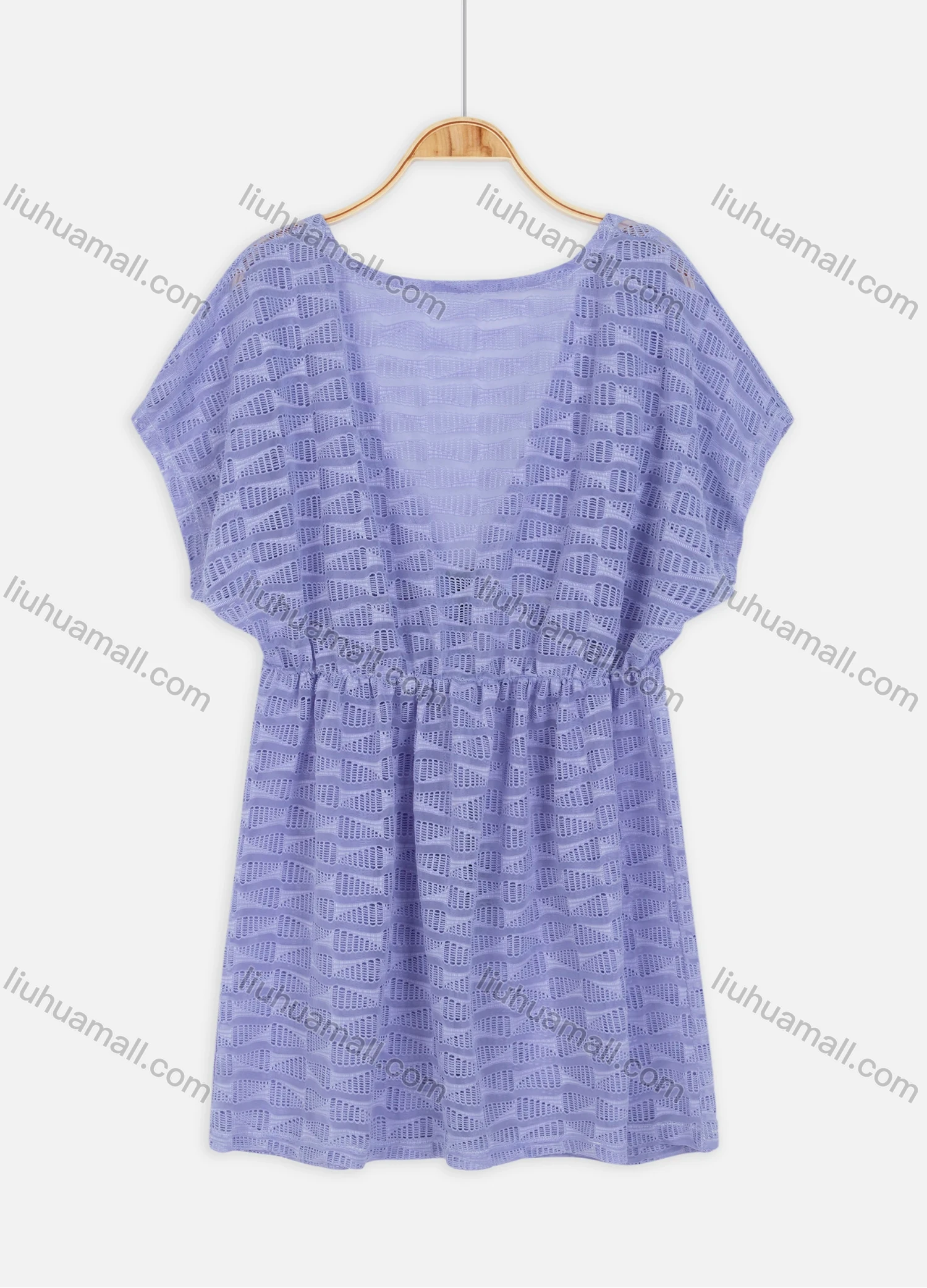 Wholesale Women's Vacation Deep V Neck Lace Up Hollow Out Open Back Plain Cover Up Top 012# - Liuhuamall