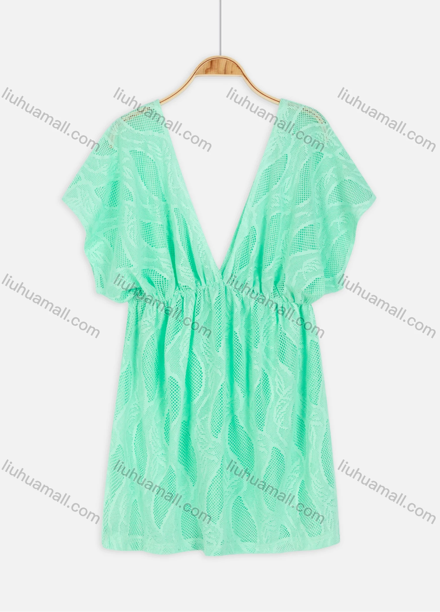 Wholesale Women's Sexy Plain Deep V Neck Flounce Sleeve Hollow Out Cover Up Top 013# - Liuhuamall