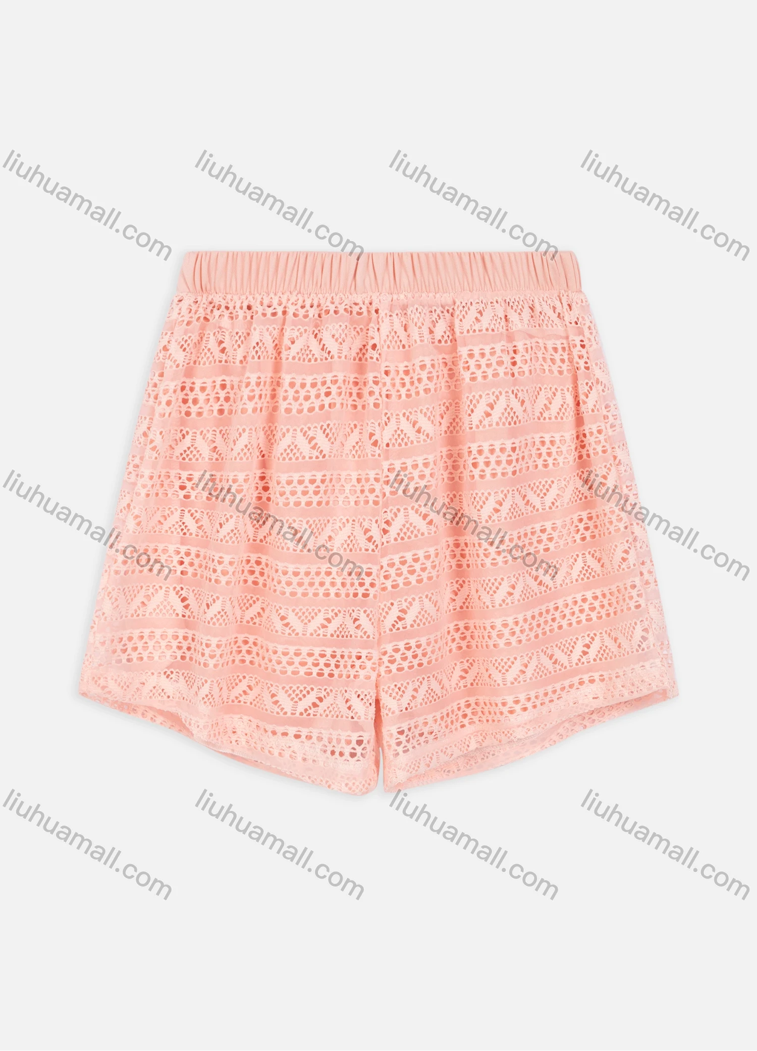 Wholesale Women's Elastic Waist Chevron Crochet Embroidery Lace Hollow Out Plain Shorts - Liuhuamall