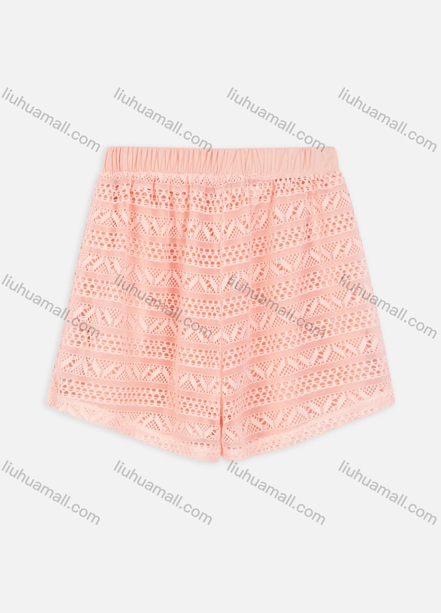 Wholesale Women's Elastic Waist Chevron Crochet Embroidery Lace Hollow Out Plain Shorts - Liuhuamall