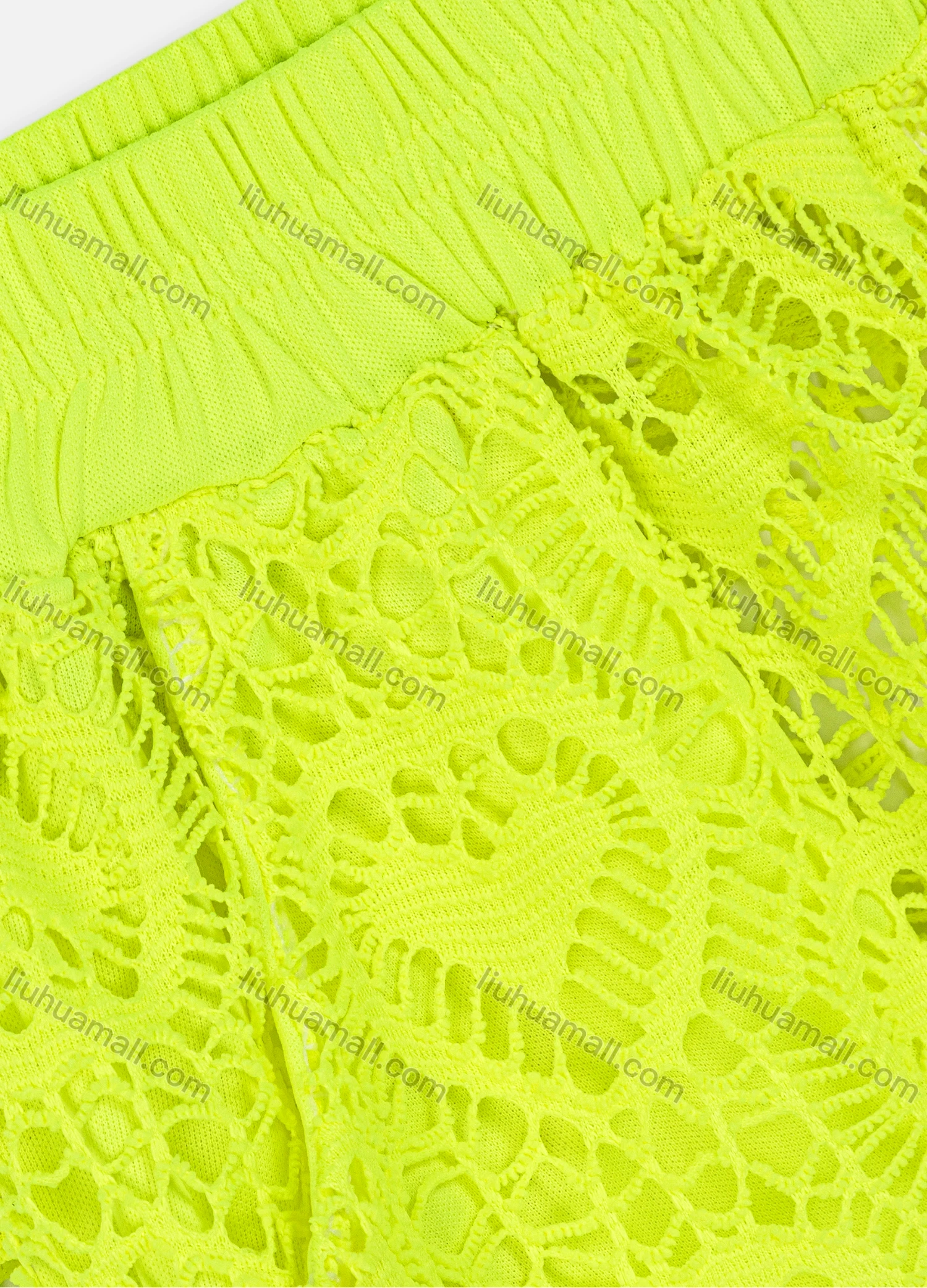 Wholesale Women's Embroidery Lace Hollow Out Plain Elastic Waist Shorts - Liuhuamall