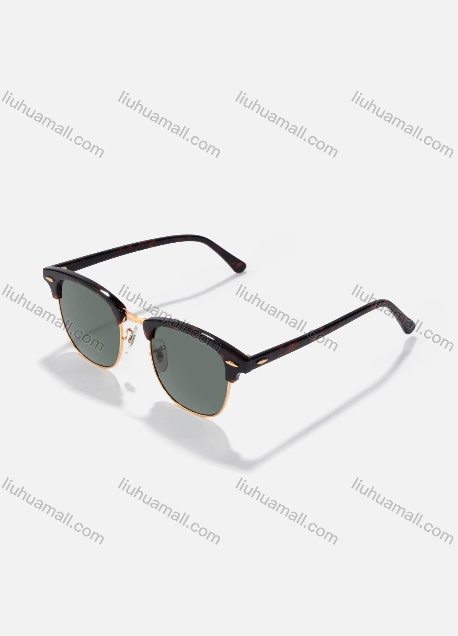 Wholesale Tortoiseshell Semi-Rimless Solid Lenses Sunglasses - Liuhuamall