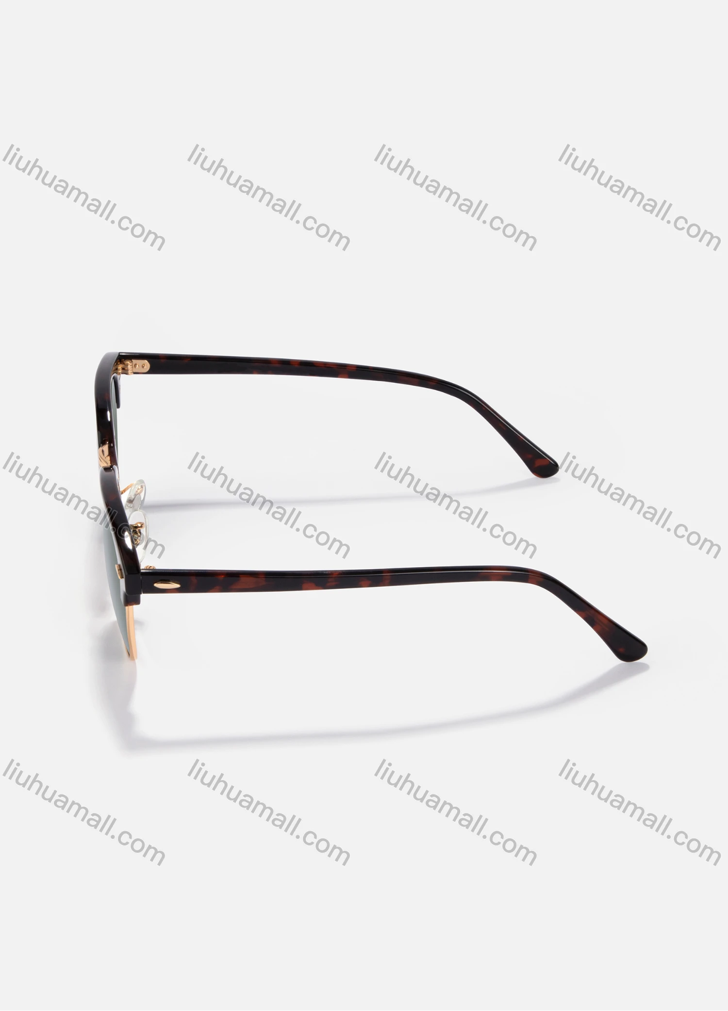 Wholesale Tortoiseshell Semi-Rimless Solid Lenses Sunglasses - Liuhuamall