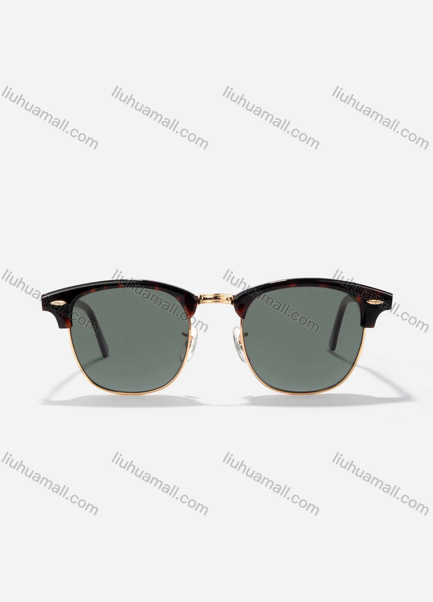Wholesale Tortoiseshell Semi-Rimless Solid Lenses Sunglasses - Liuhuamall