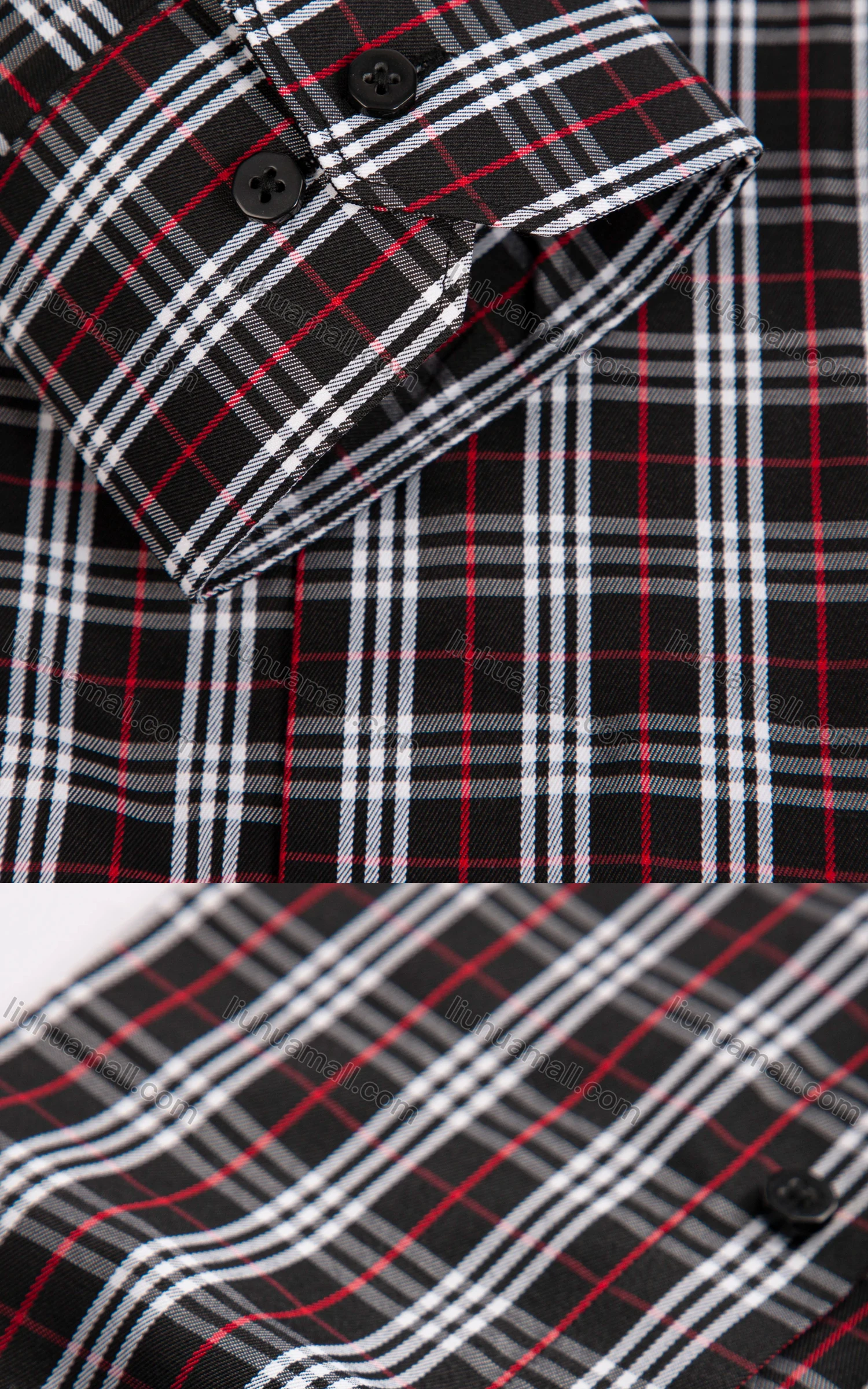 Wholesale Men's Casual Collared Long Sleeve Plaid Print Button Down Shirts - Liuhuamall