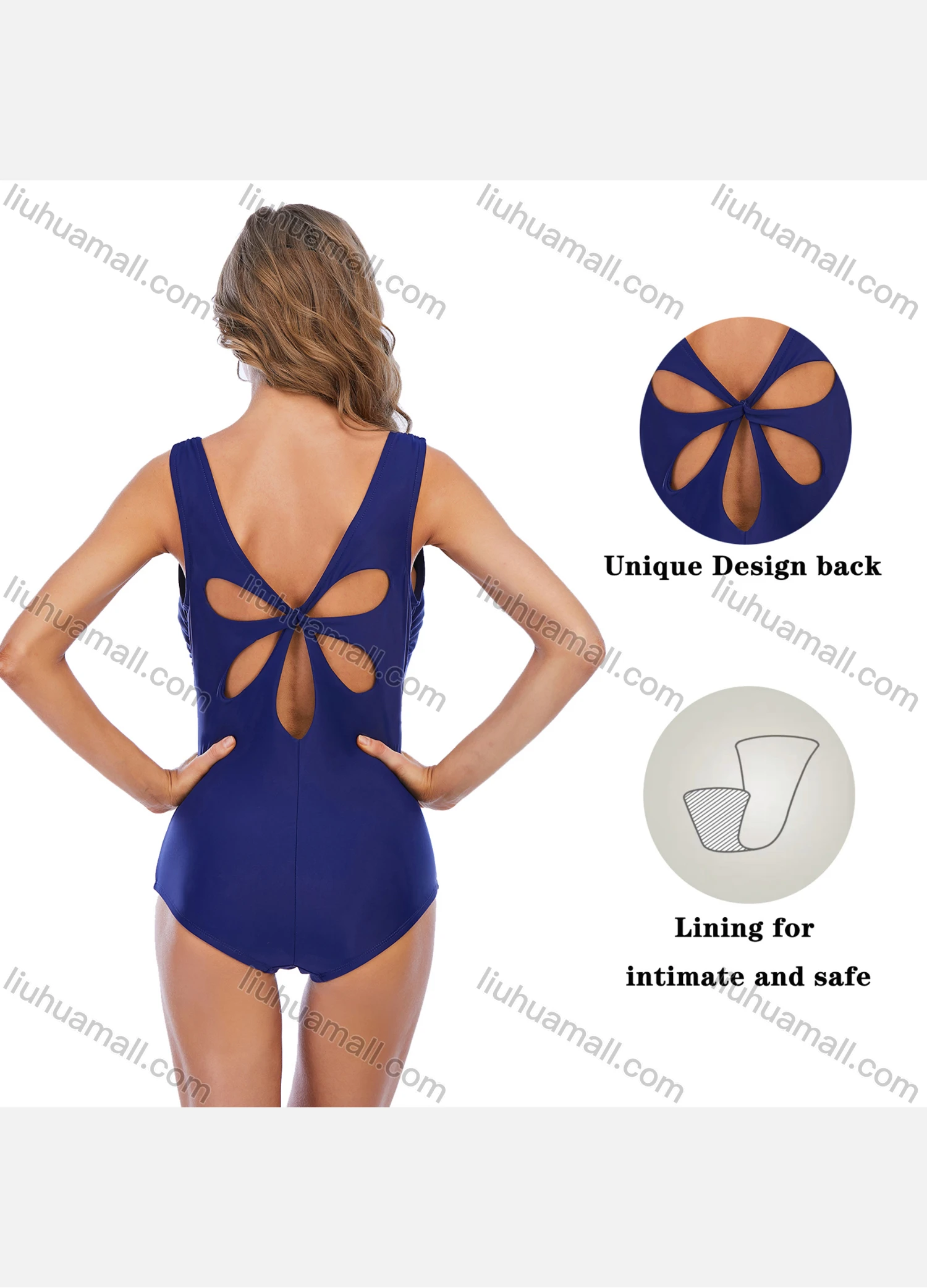 Wholesale Women's Sexy Plunge V Neck Swimwear Hight Leg Cut One Piece Casual Swimsuit - Liuhuamall