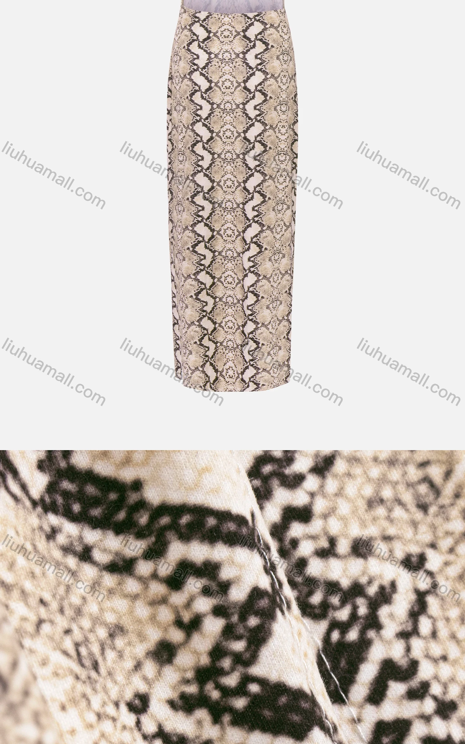 Wholesale Women's Sexy Spaghetti Strap Snakeskin Print Open Back Side Split Maxi Dress - Liuhuamall