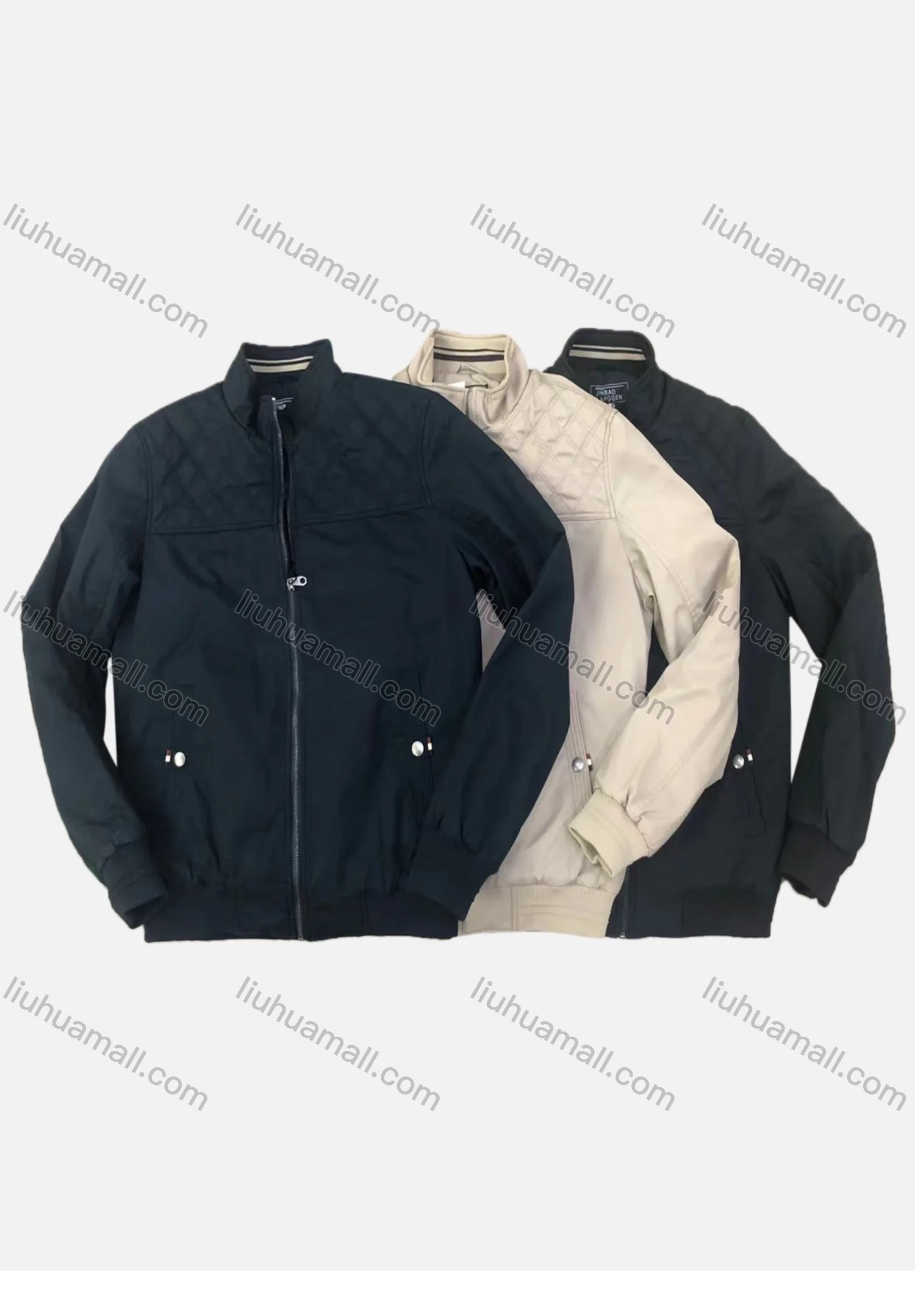 Wholesale Men's Suede Stand Collar Zip Pockets Plain Casual Bomber Jacket 2221# - Liuhuamall