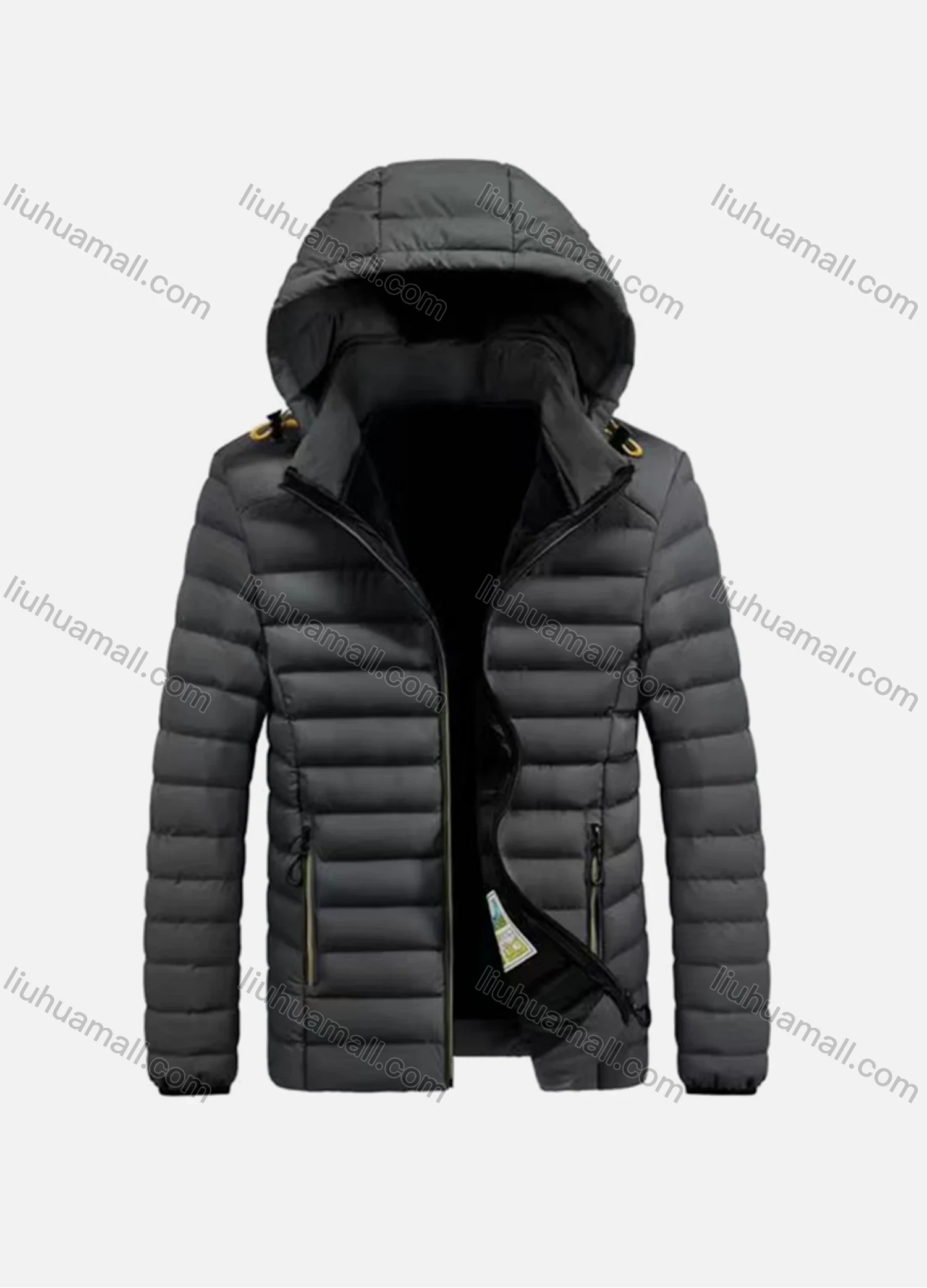 Wholesale Men's Detachable Hood Zips Pockets Oversize Puffer Coat - Liuhuamall