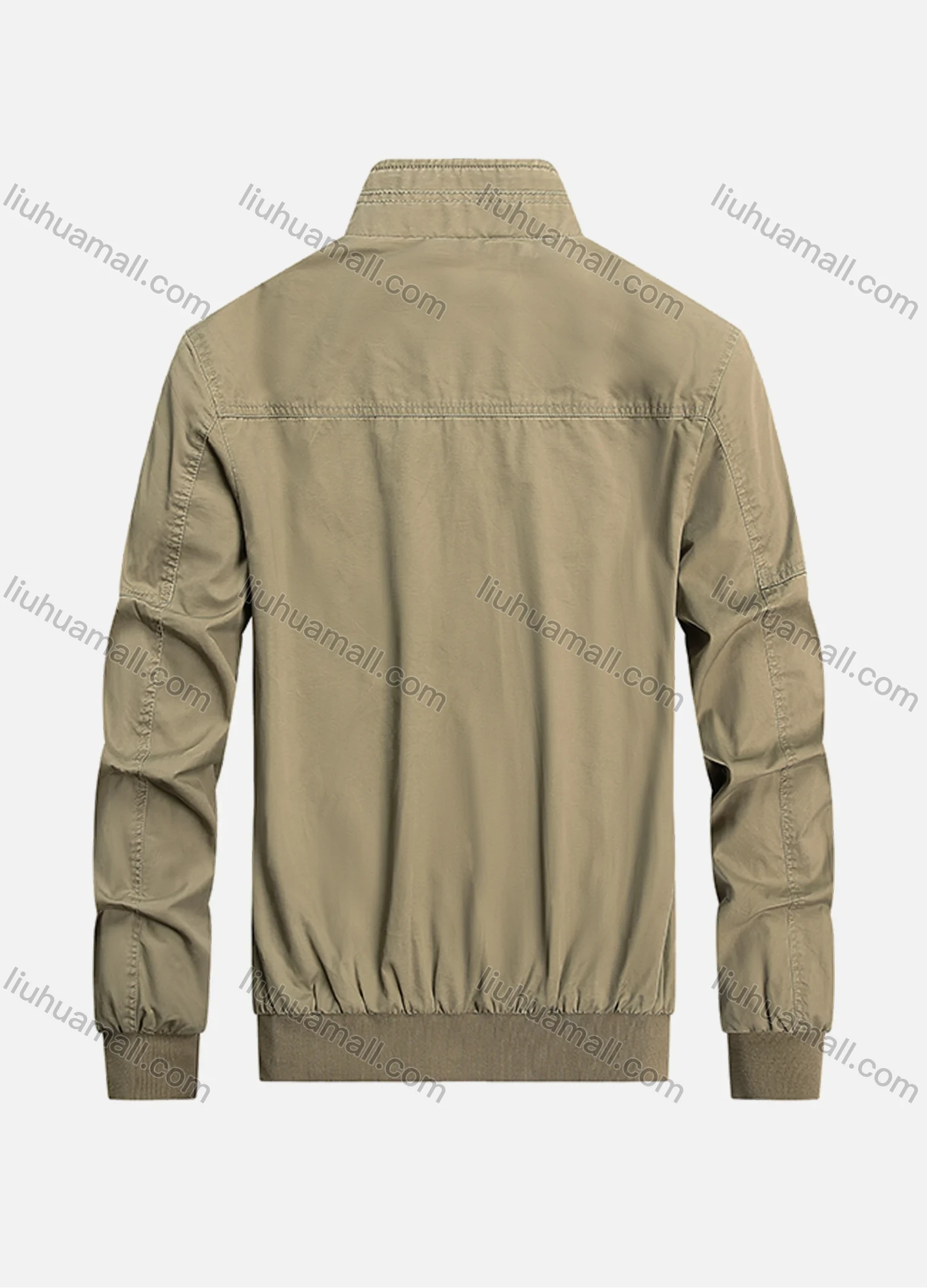 Wholesale Men's Oversized Suede Stand Collar Zip Pockets Plain Casual Bomber Jacket A72511# - Liuhuamall