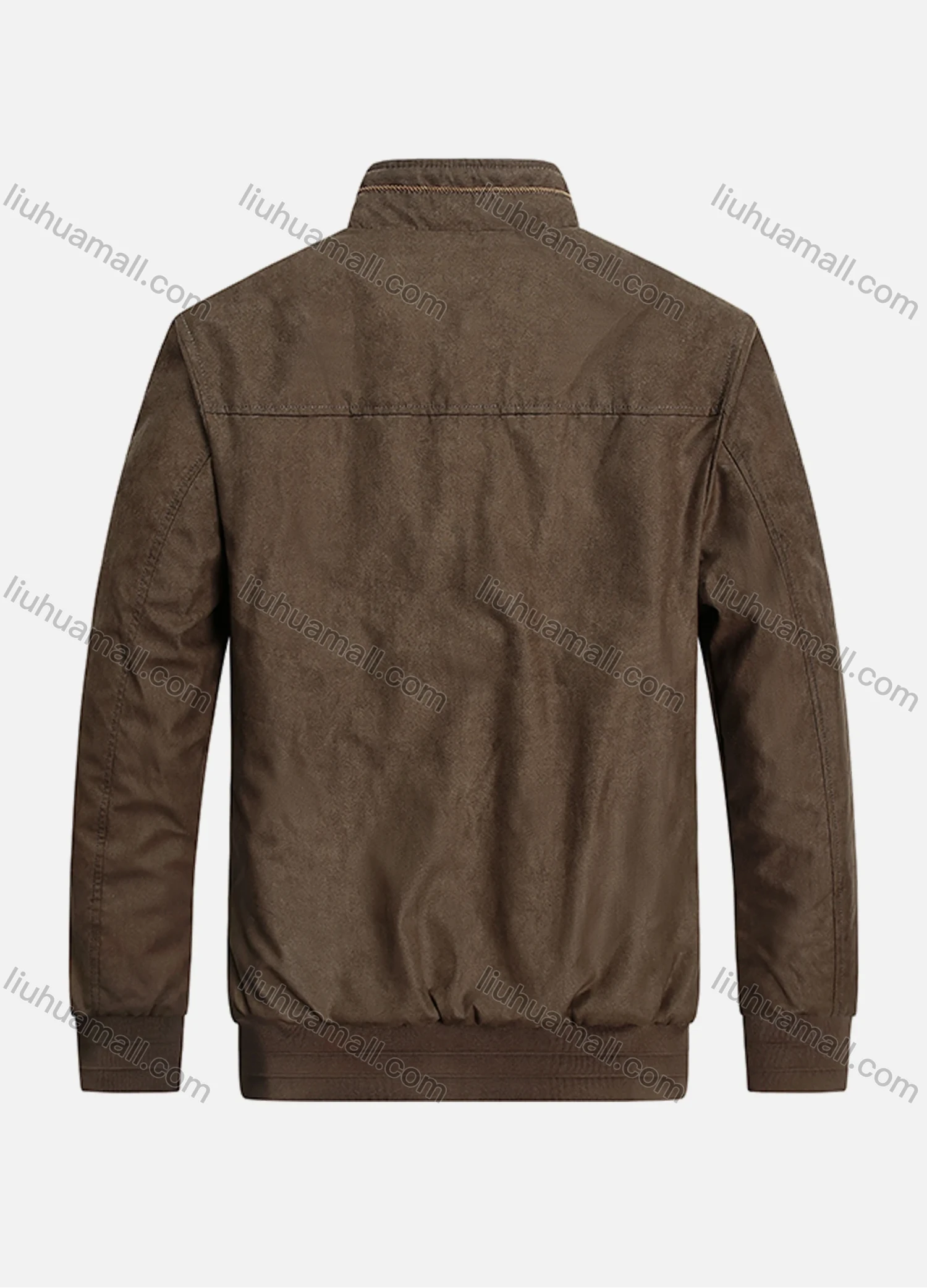 Wholesale Men's Suede Stand Collar Zipper Buttons Pockets Thermal Plain Oversized Bomber Jacket 3353# - Liuhuamall