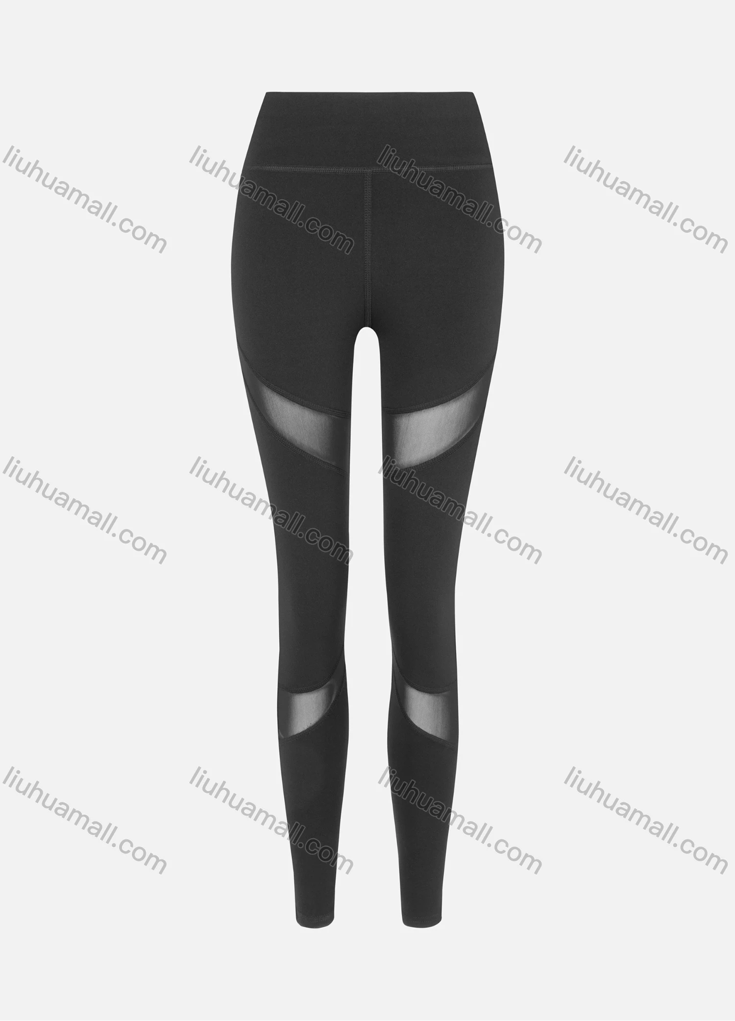 Wholesale Women's Sporty High Waist Breathable High Stretchy Mesh PU Splicing Legging - Liuhuamall