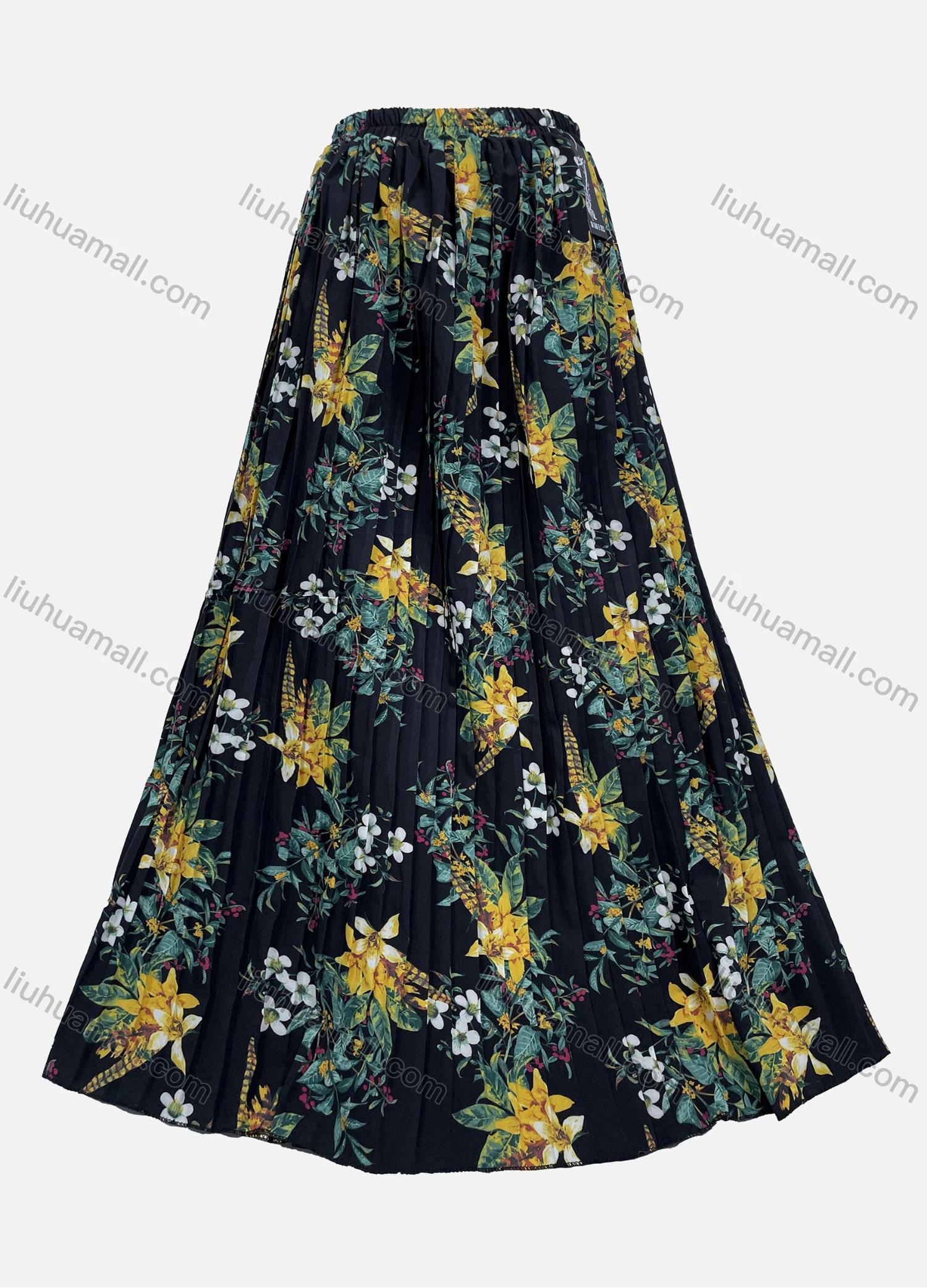 Wholesale Women's Casual Elastic Waist High Waist Floral Print Maxi Skirt 186# - Liuhuamall