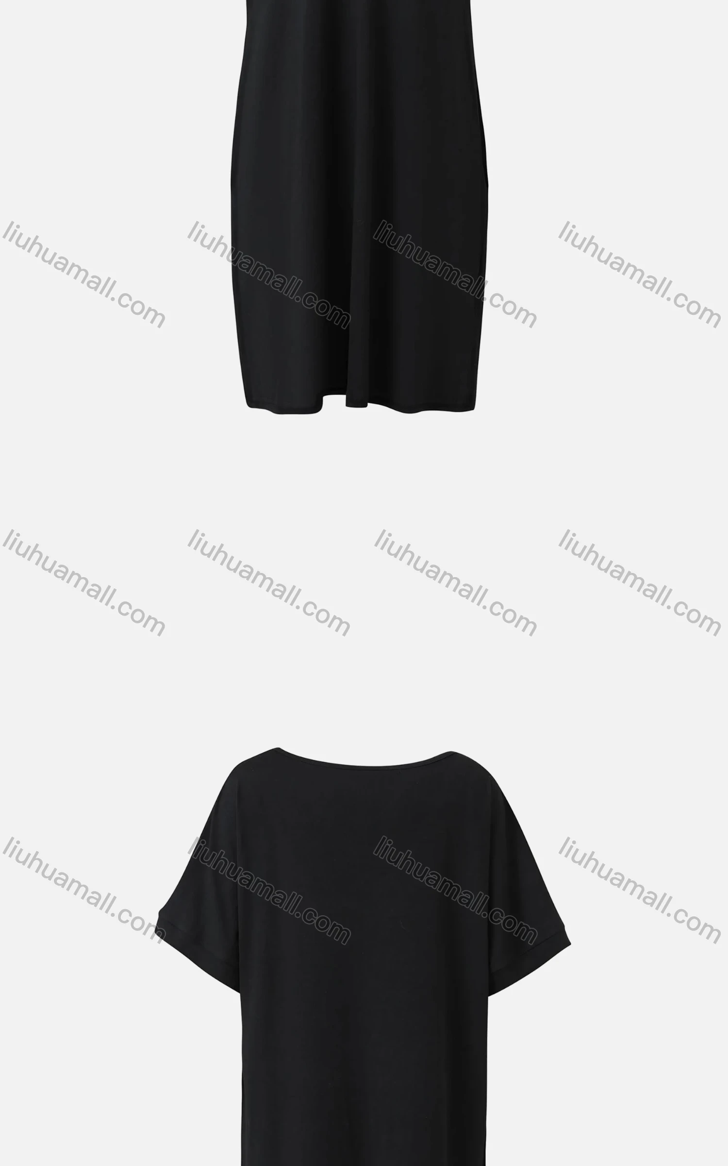 Wholesale Women's Casual Plain V Neck Short Sleeve Pockets Oversized Midi Dress - Liuhuamall