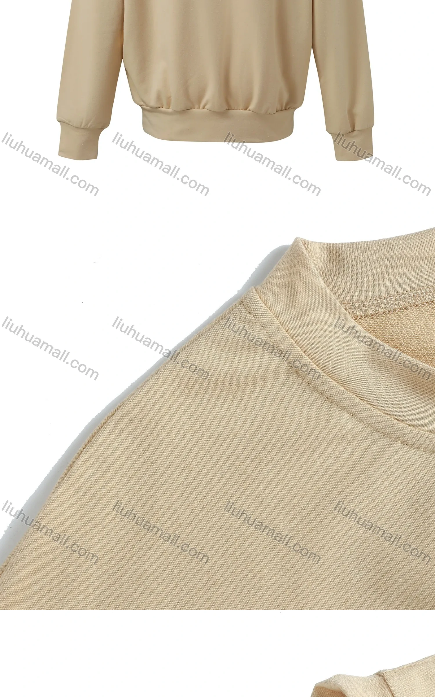 Wholesale Women's Casual Plain Crew Neck Long Sleeve Sweatshirt - Liuhuamall
