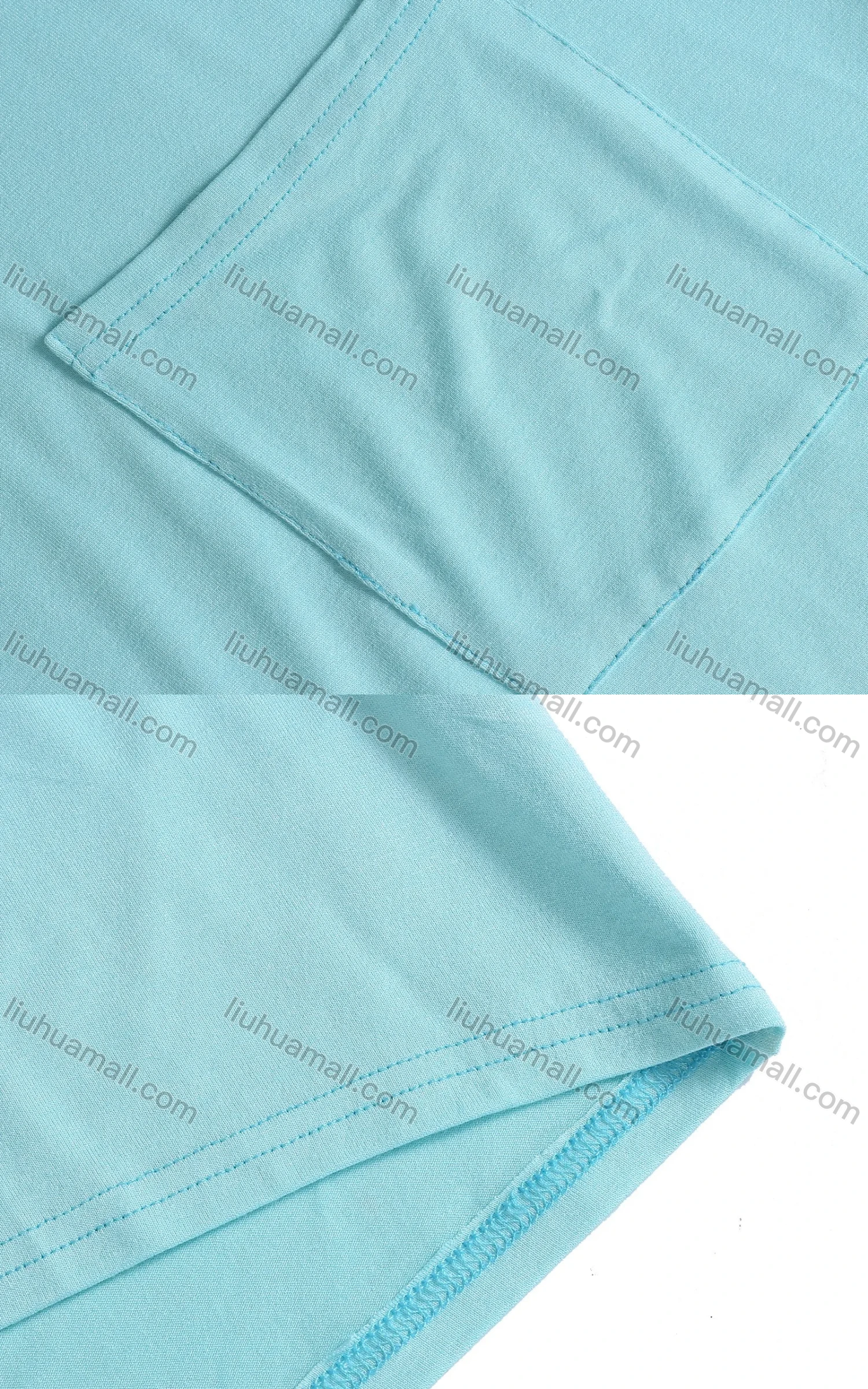 Wholesale Women's Casual Plain Crew Neck Half Sleeve Patch Pocket Oversized Tunic - Liuhuamall