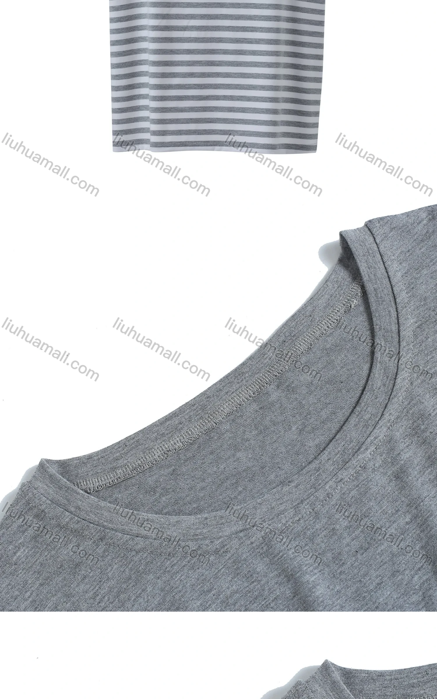 Wholesale Women's Casual Crew Neck Half Sleeve Striped Splicing Colorblock Oversized Blouse - Liuhuamall