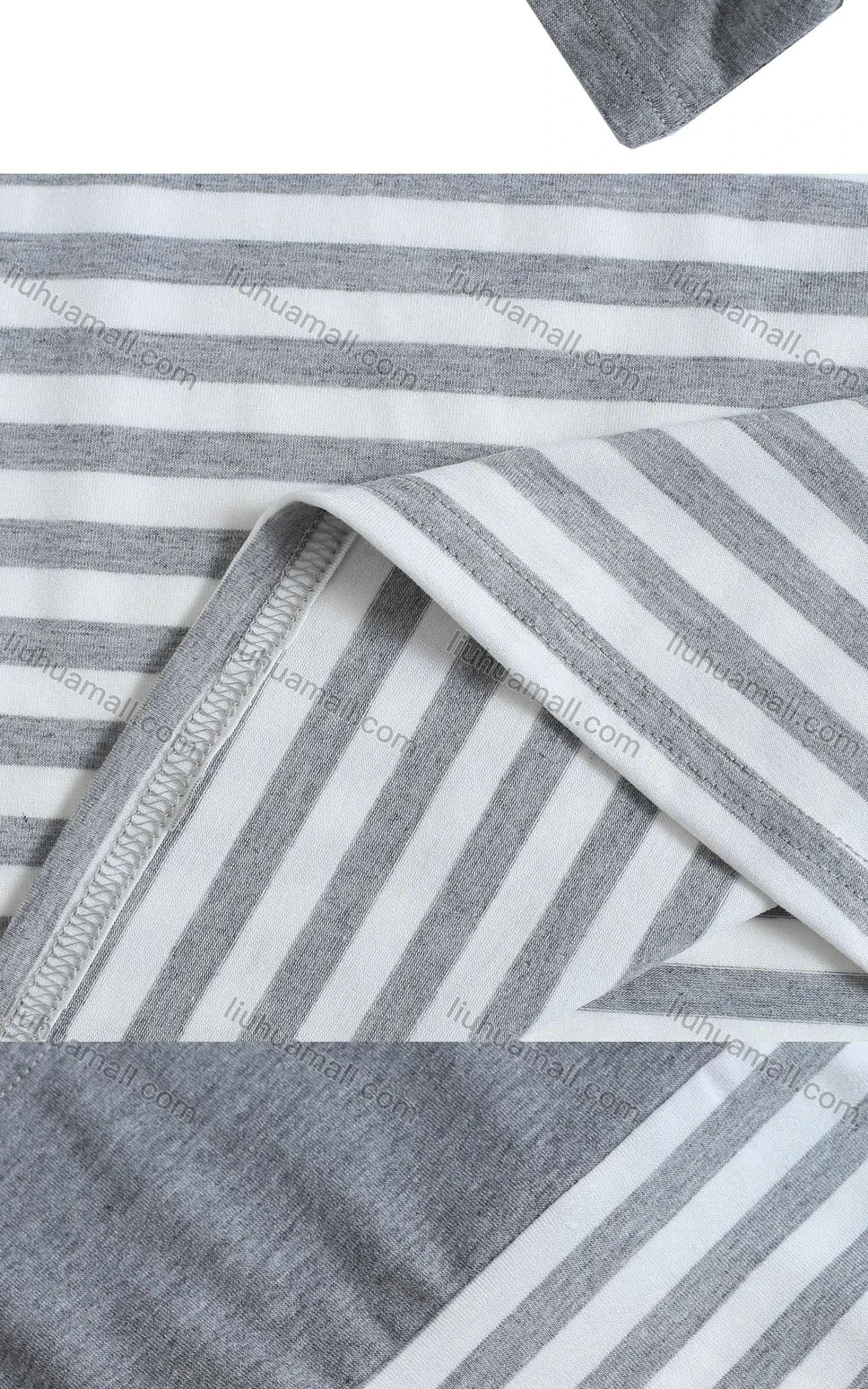 Wholesale Women's Casual Crew Neck Half Sleeve Striped Splicing Colorblock Oversized Blouse - Liuhuamall