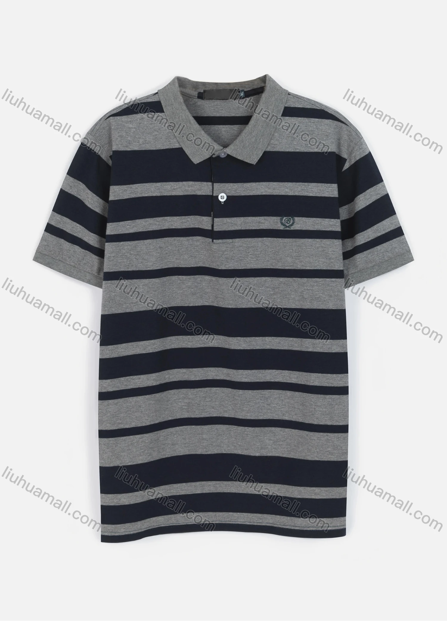 Wholesale Men's Casual Short Sleeve Multicolor Striped Button Polo Shirt - Liuhuamall