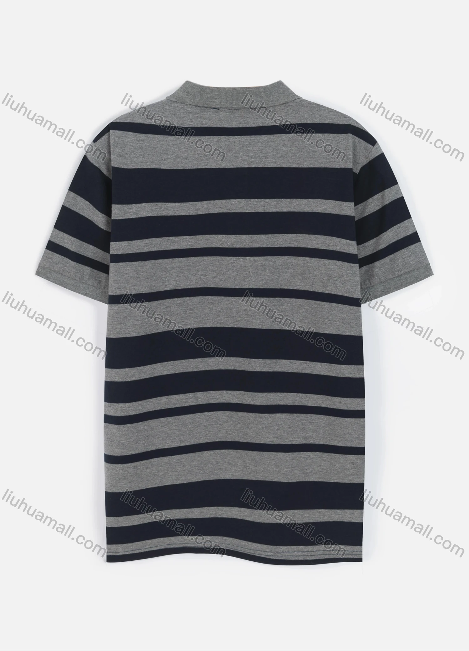Wholesale Men's Casual Short Sleeve Multicolor Striped Button Polo Shirt - Liuhuamall