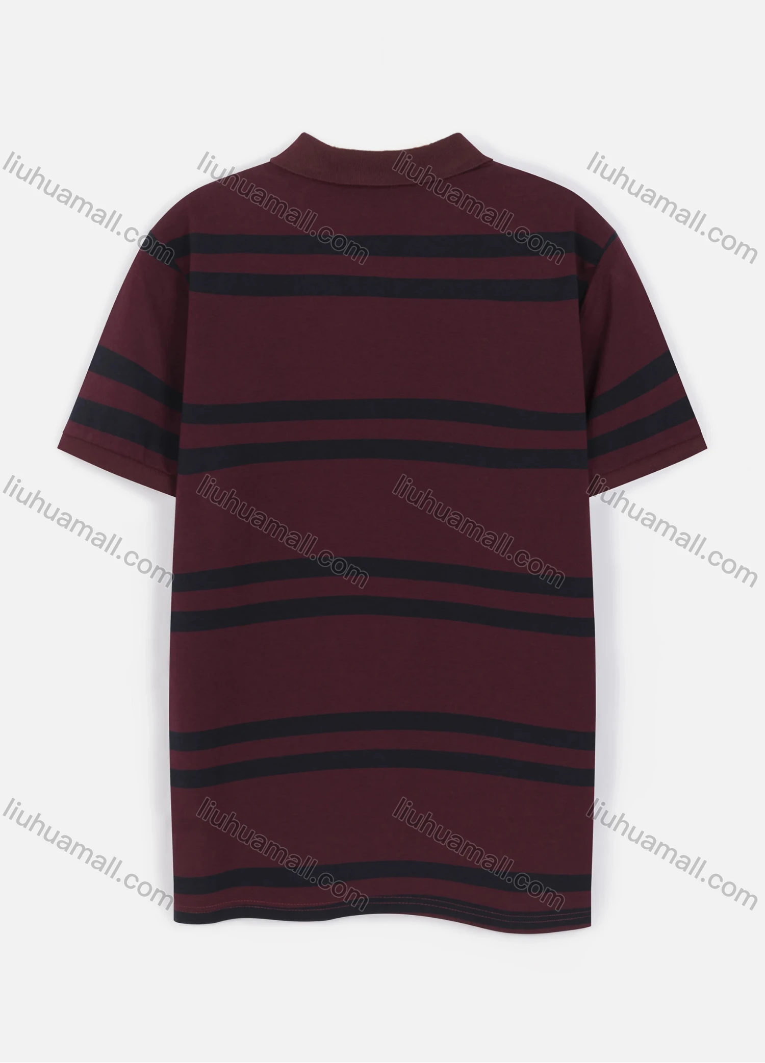 Wholesale Men's Casual Short Sleeve Two Tone Striped Button Polo Shirt - Liuhuamall