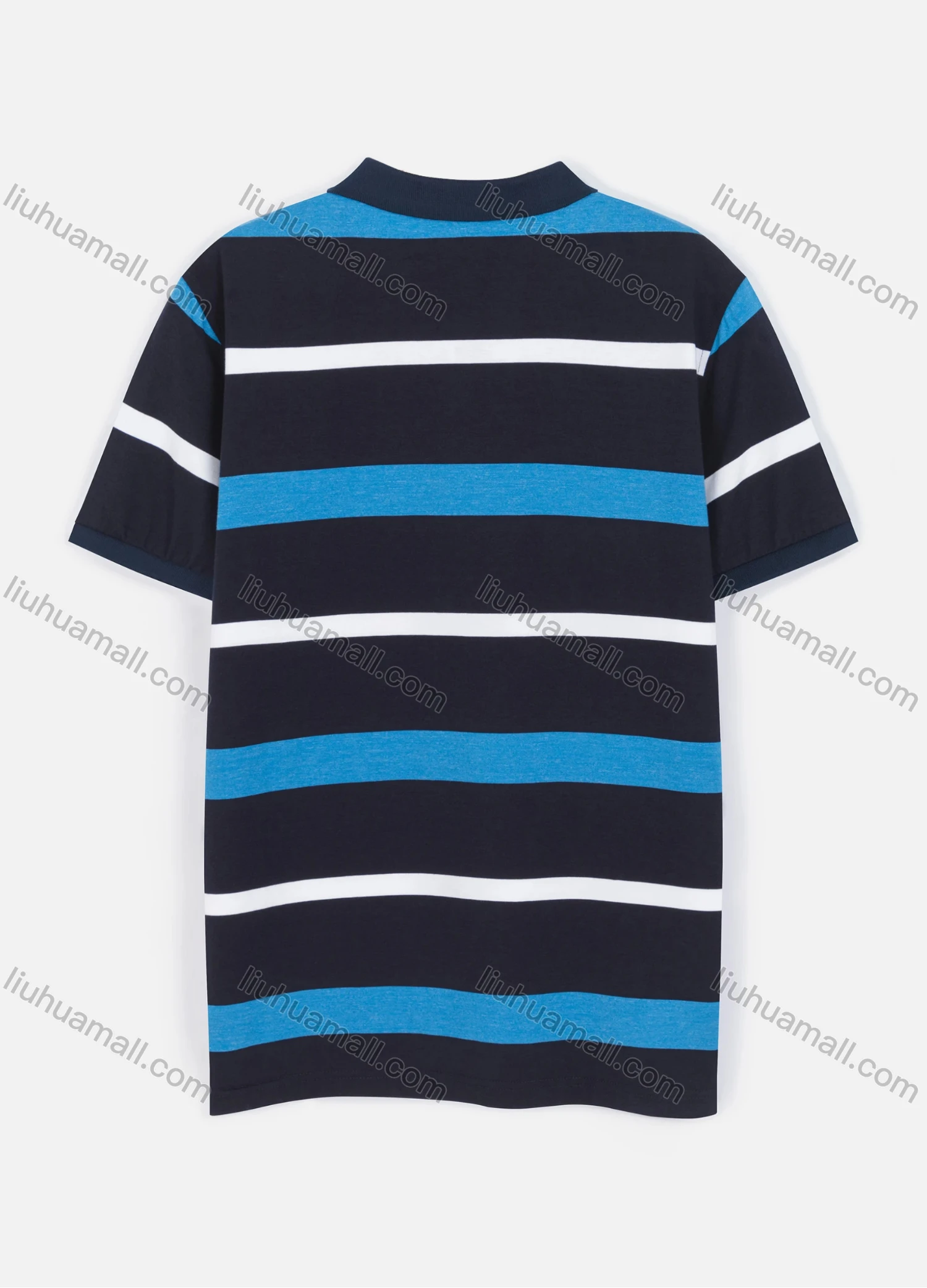 Wholesale Men's Casual Short Sleeve Striped Embroidery Letters Button Polo Shirt - Liuhuamall