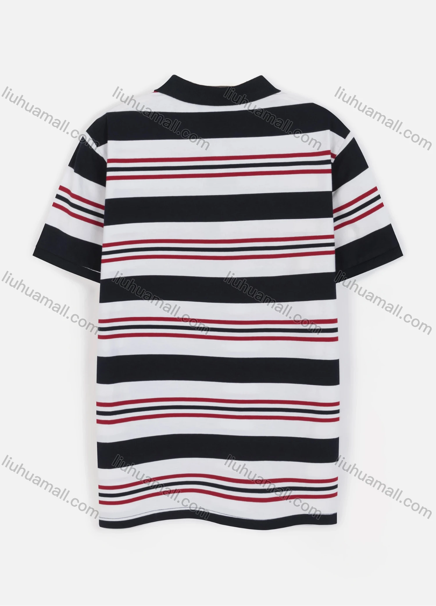 Wholesale Men's Casual Short Sleeve Multicolor Striped Button Front Polo Shirt - Liuhuamall
