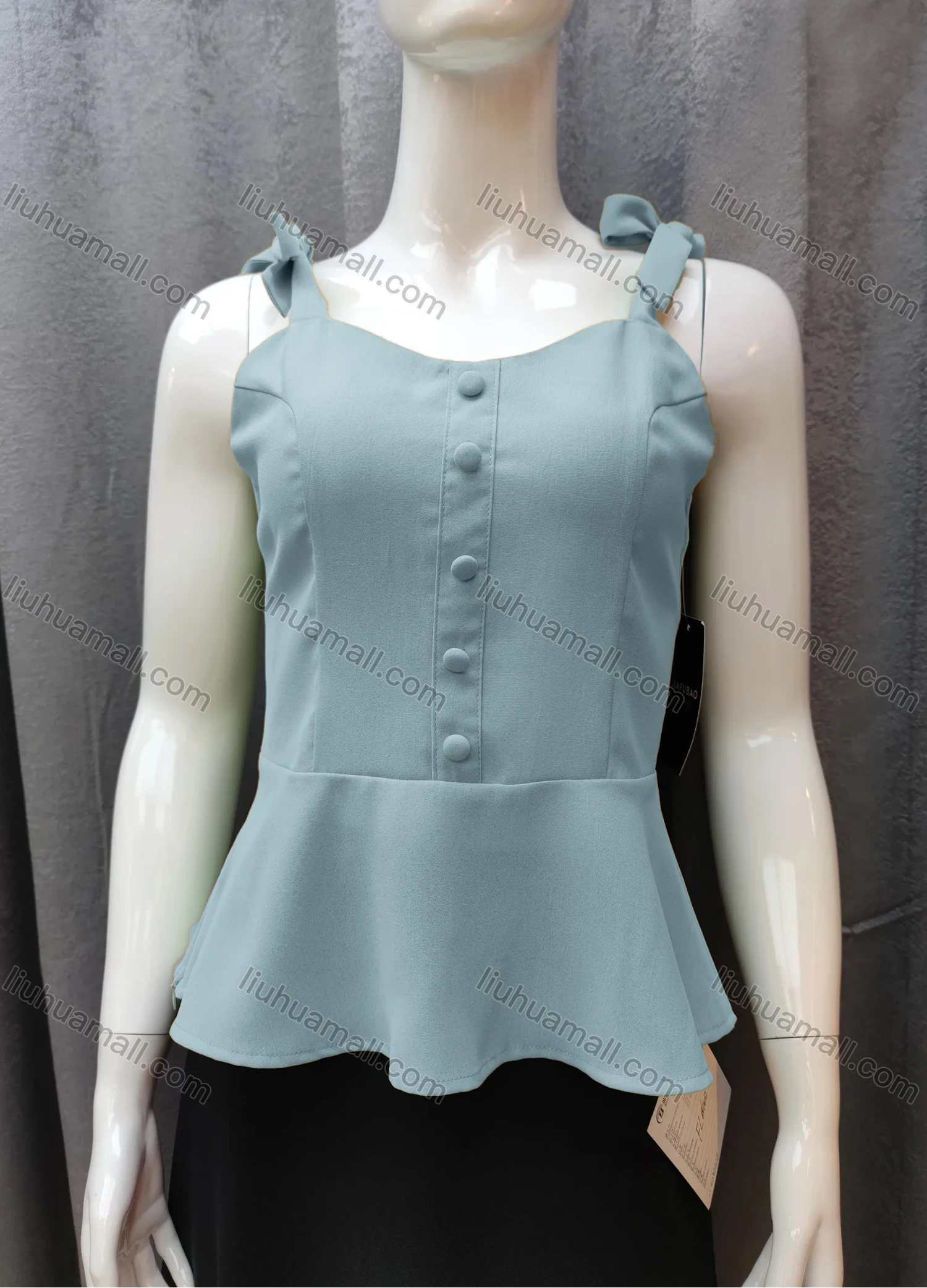 Wholesale Women's Casual Plain Bow Knot Ruffle Hem Swing Cami Top FR5018# - Liuhuamall