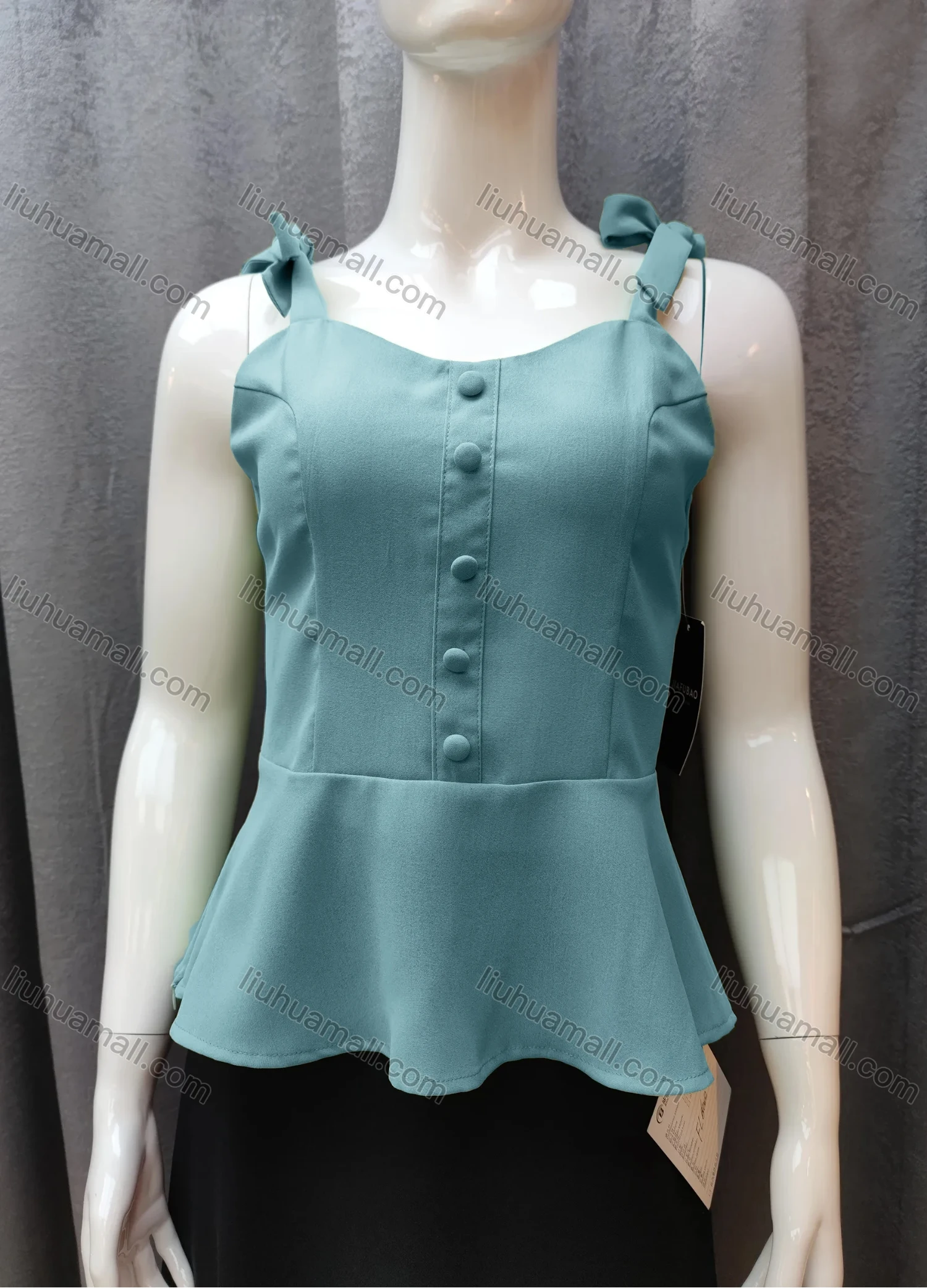 Wholesale Women's Casual Plain Bow Knot Ruffle Hem Swing Cami Top FR5018# - Liuhuamall