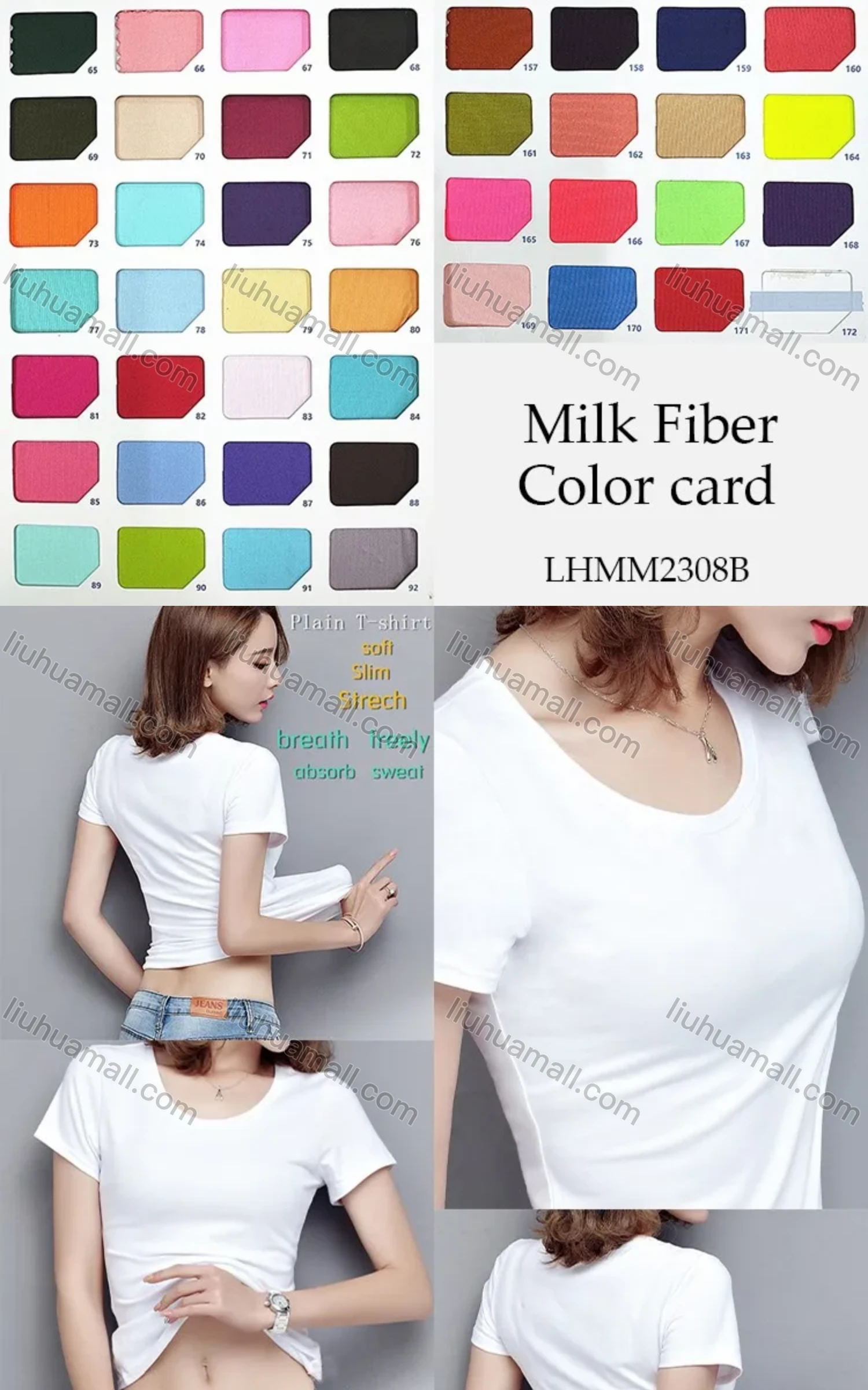 Wholesale Women's Basics Short Sleeve High Stretchy Slim Plain T-shirts - Liuhuamall