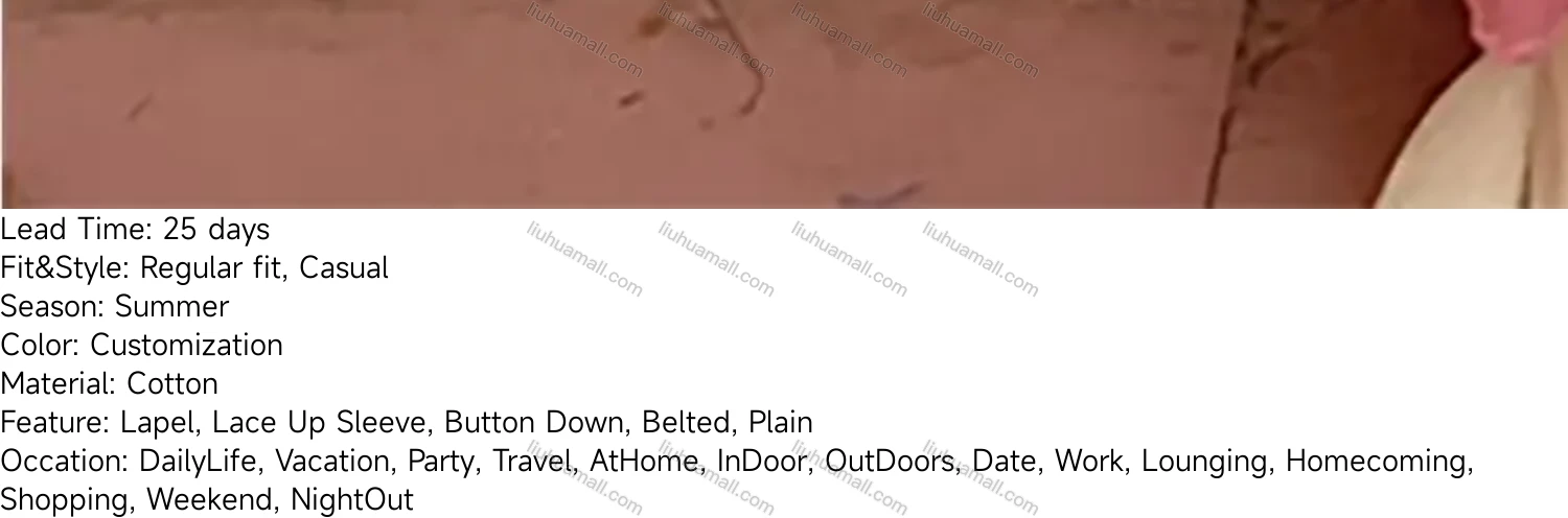 Wholesale Women's Casual Lapel Lace Up Button Down Belted Plain Maxi Dress - Liuhuamall