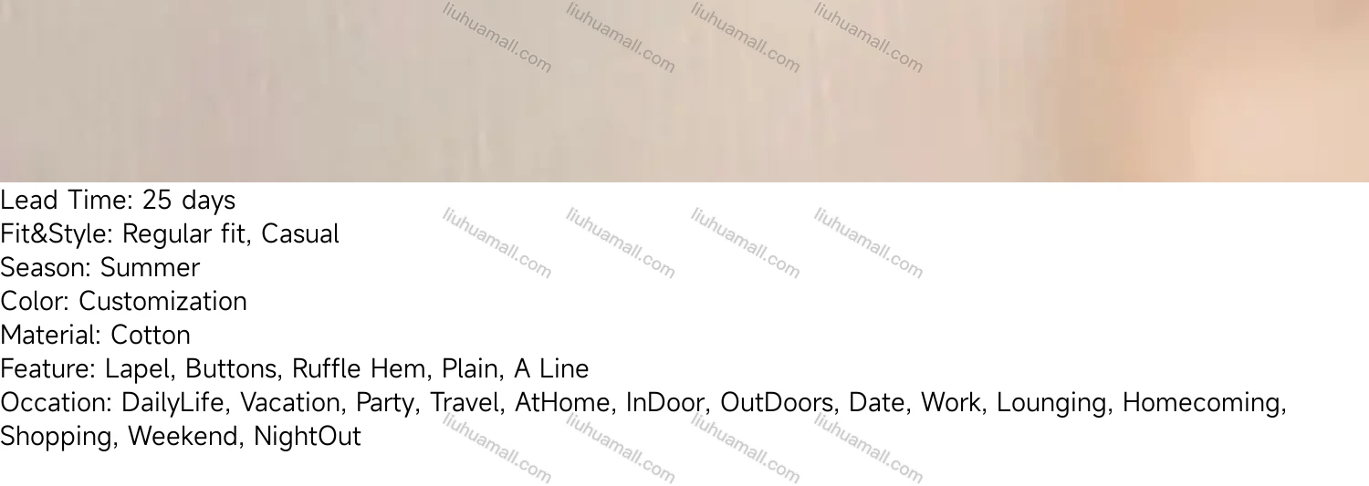 Wholesale Women's Lapel Buttons Ruffle Hem Plain A Line Short Dress - Liuhuamall