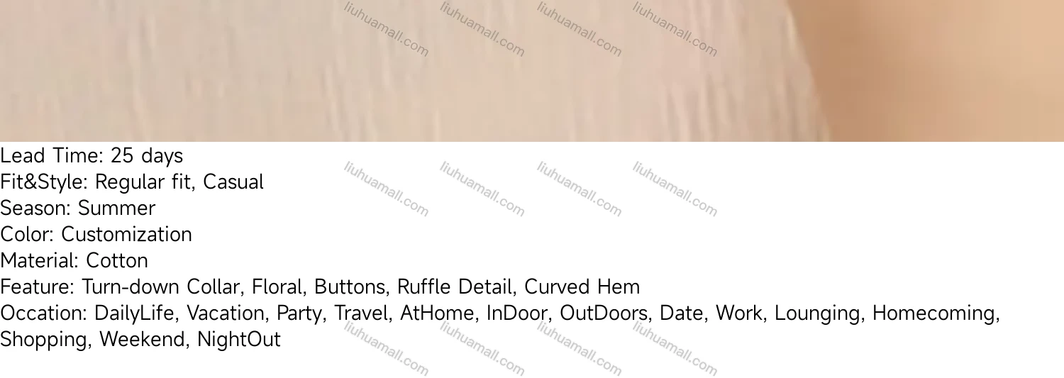 Wholesale Women's Turn-down Collar Floral Buttons Ruffle Detail Curved Hem Blouse - Liuhuamall