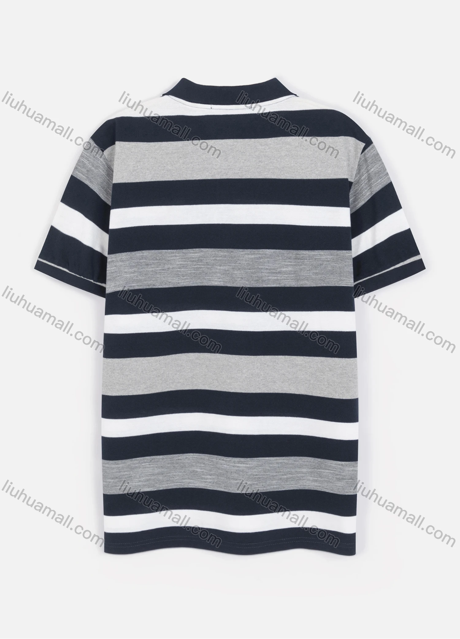 Wholesale Men's Casual Short Sleeve Striped Embroidered Crown Button Polo shirt - Liuhuamall