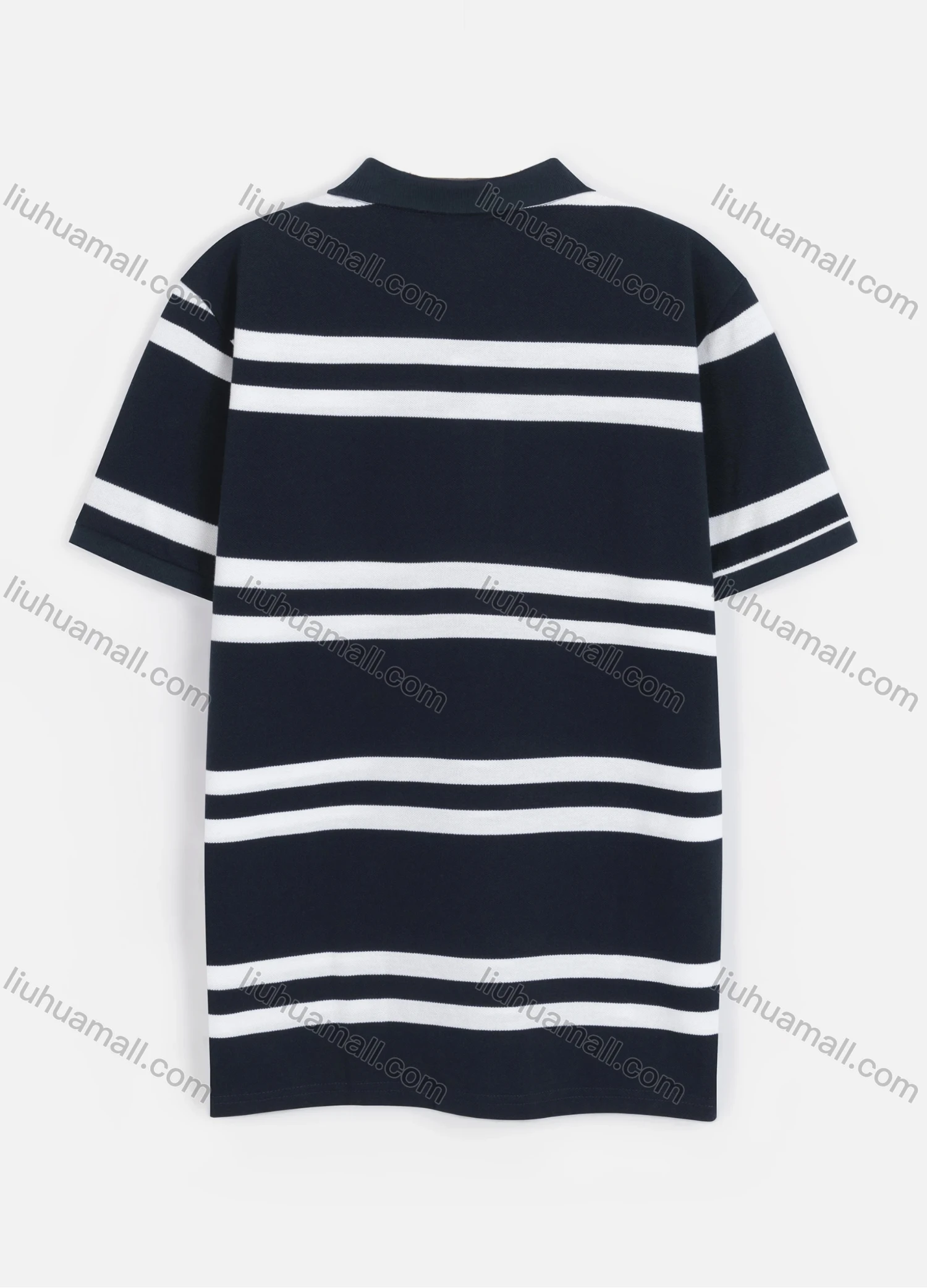 Wholesale Men's Casual Short Sleeve Striped Button Polo Shirt - Liuhuamall