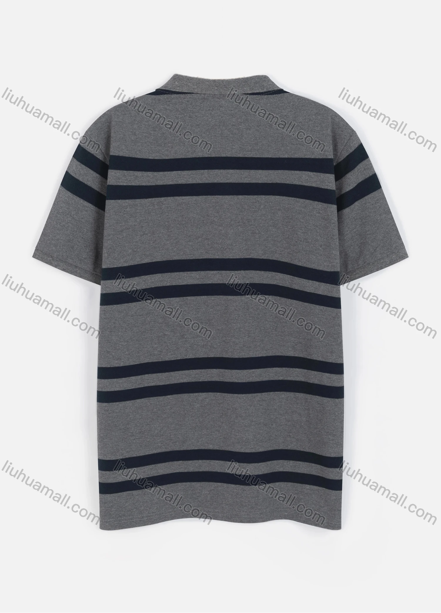 Wholesale Men's Casual Short Sleeve Striped Button Polo Shirt - Liuhuamall