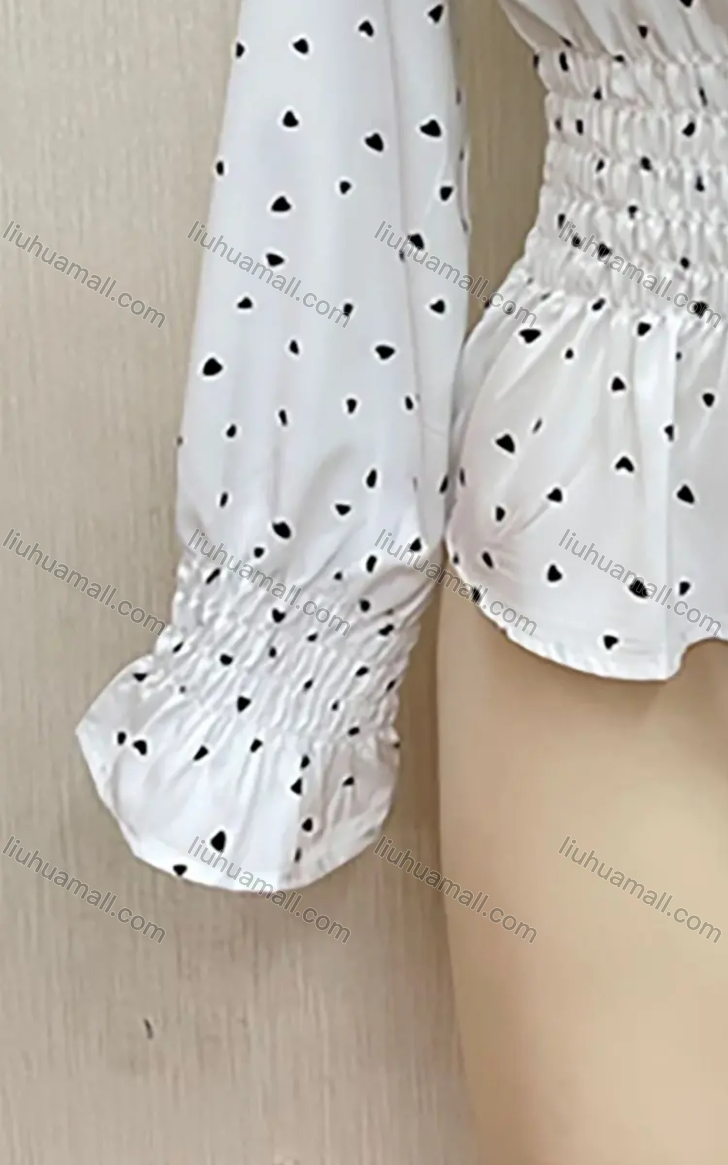 Wholesale Women's Casual Keyhole Neck Lace Up Poet Sleeve Peplum Blouse - Liuhuamall