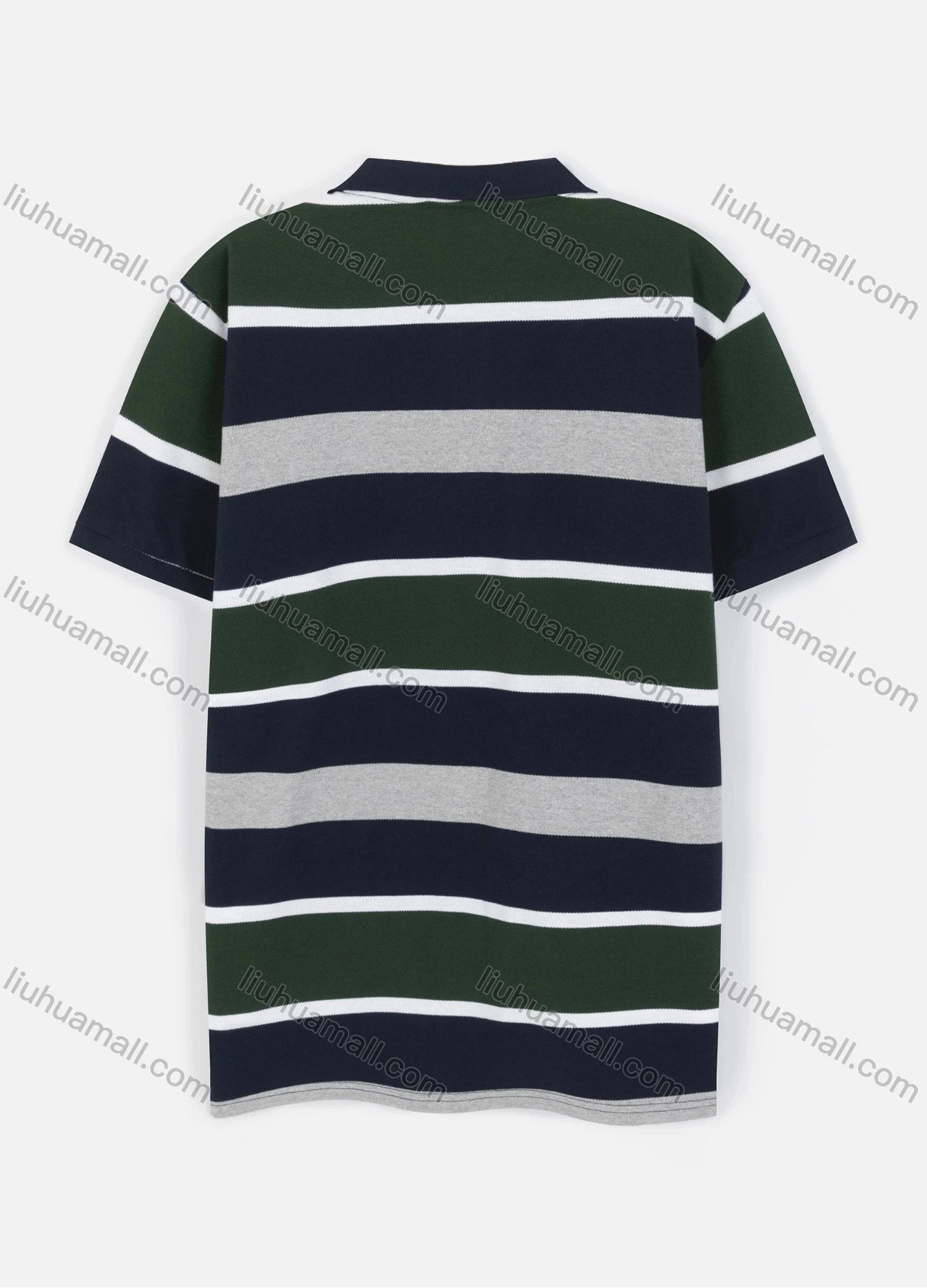 Wholesale Men's Casual Short Sleeve Striped Button Polo Shirt - Liuhuamall