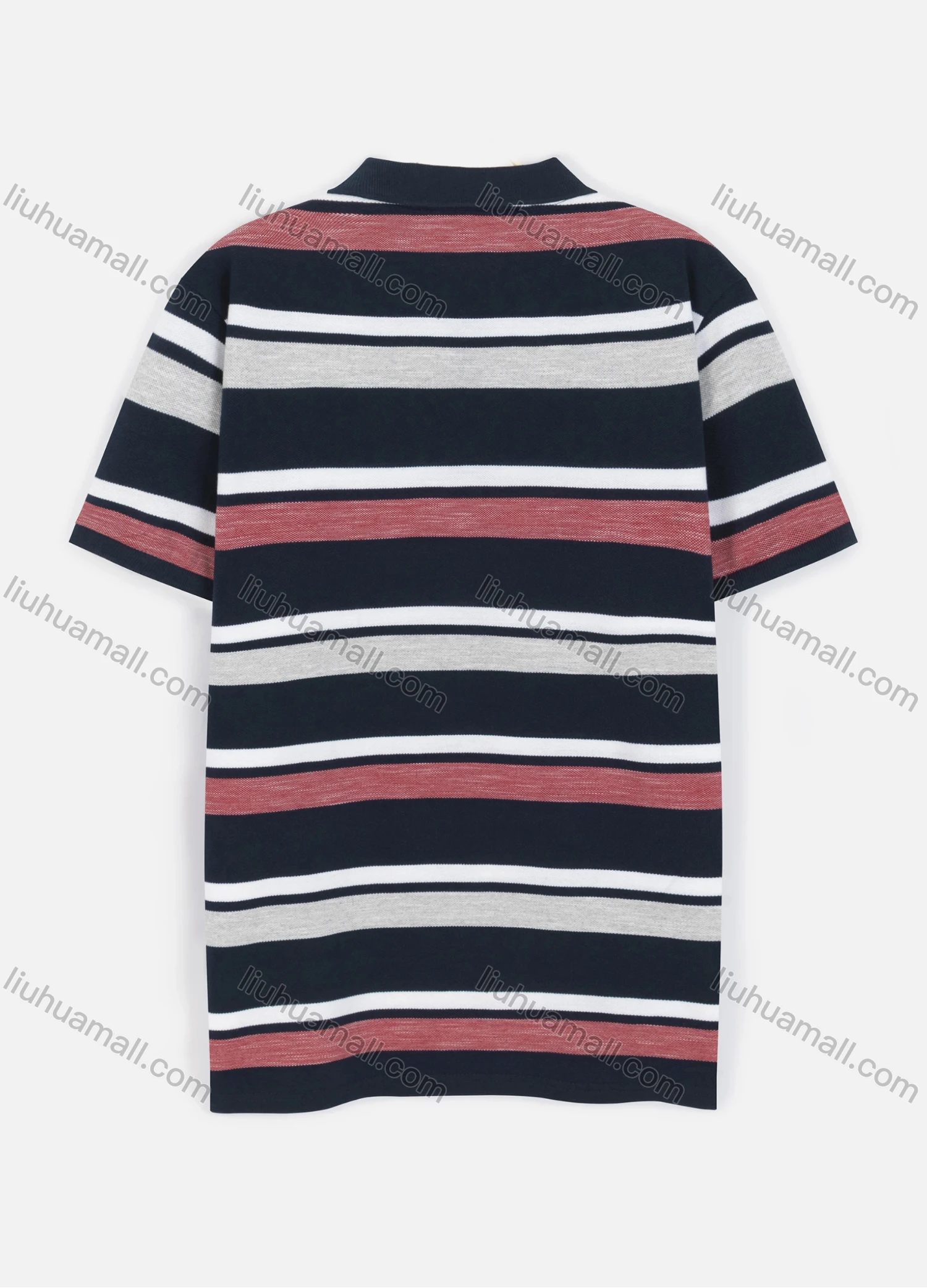 Wholesale Men's Casual Short Sleeve Striped Button Polo Shirt - Liuhuamall